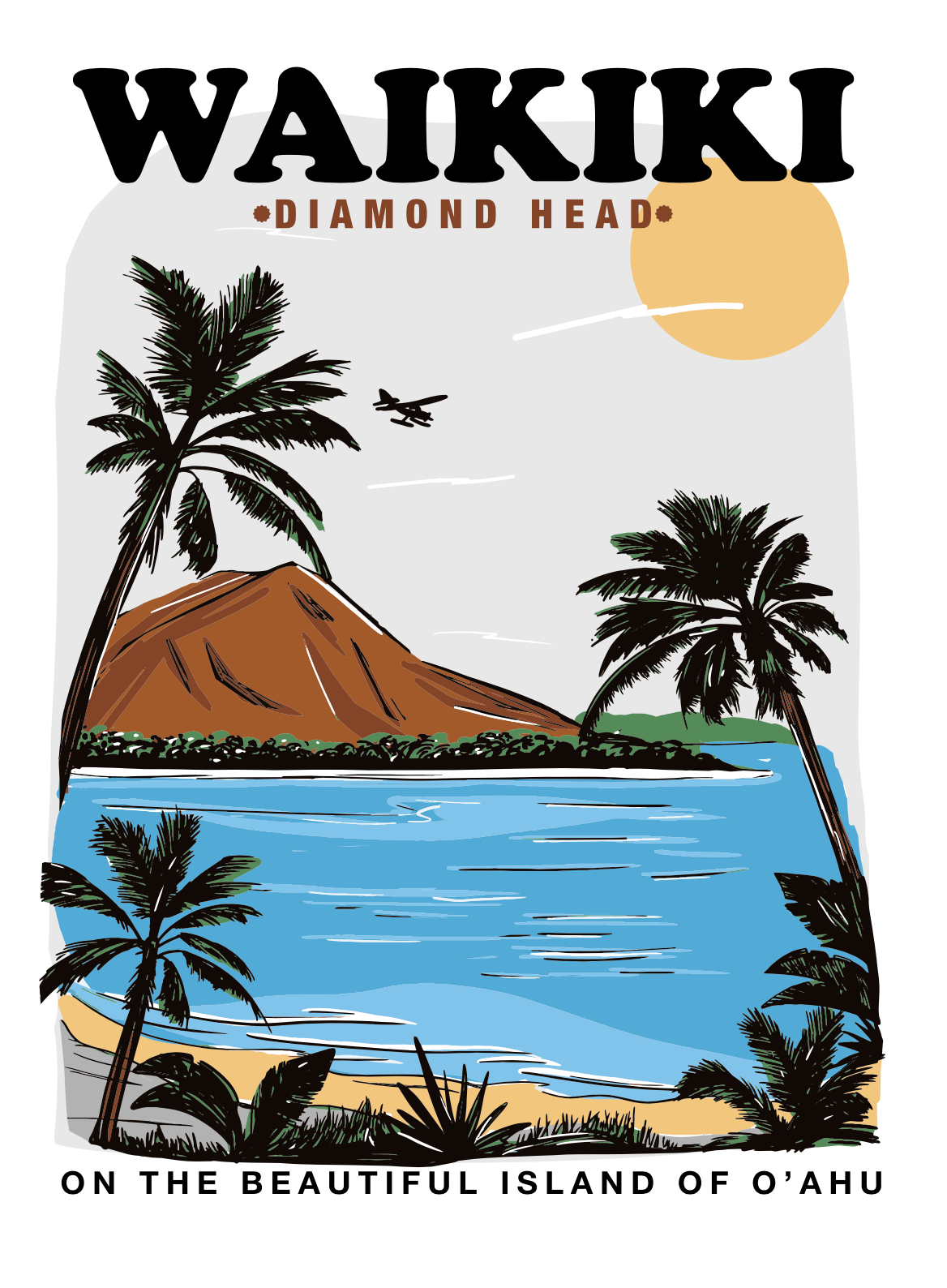 Waikiki island illustration by Aykutserefoglu Waikiki island illustration in T-Shirt Design Inspiration by Aykutserefoglu