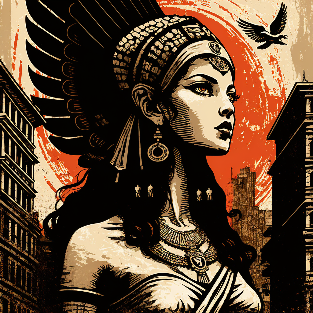 Isis egyptian goddess in the city by Twarrior Isis egyptian goddess in the city in T-Shirt Design Inspiration by Twarrior