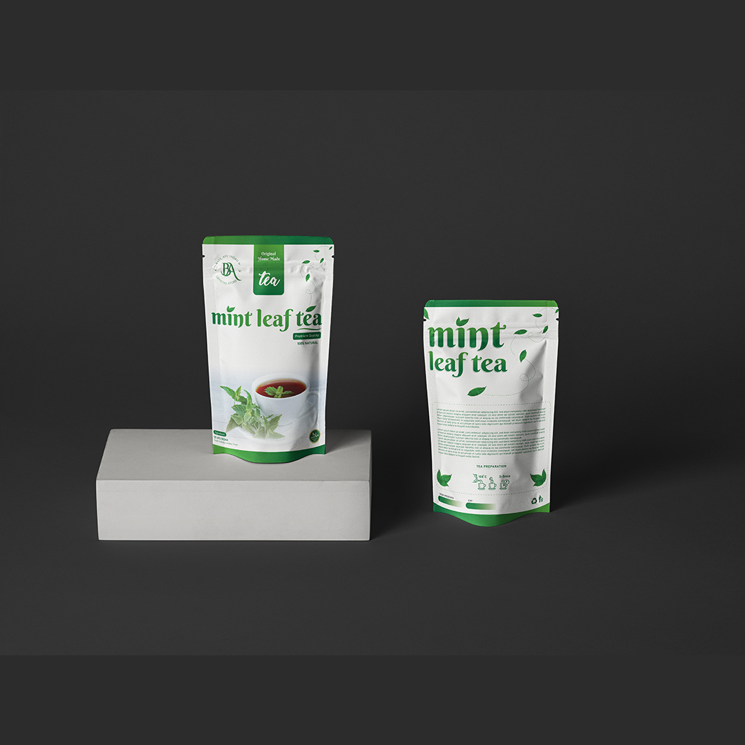 Mint Leaf Tea Mockup by M Didin Hawari Mint Leaf Tea Mockup in Packaging Design Inspiration by M Didin Hawari