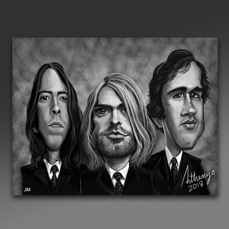 Nirvana Caricature by Ahcaricature Nirvana Caricature in Illustration and Graphics Inspiration by Ahcaricature