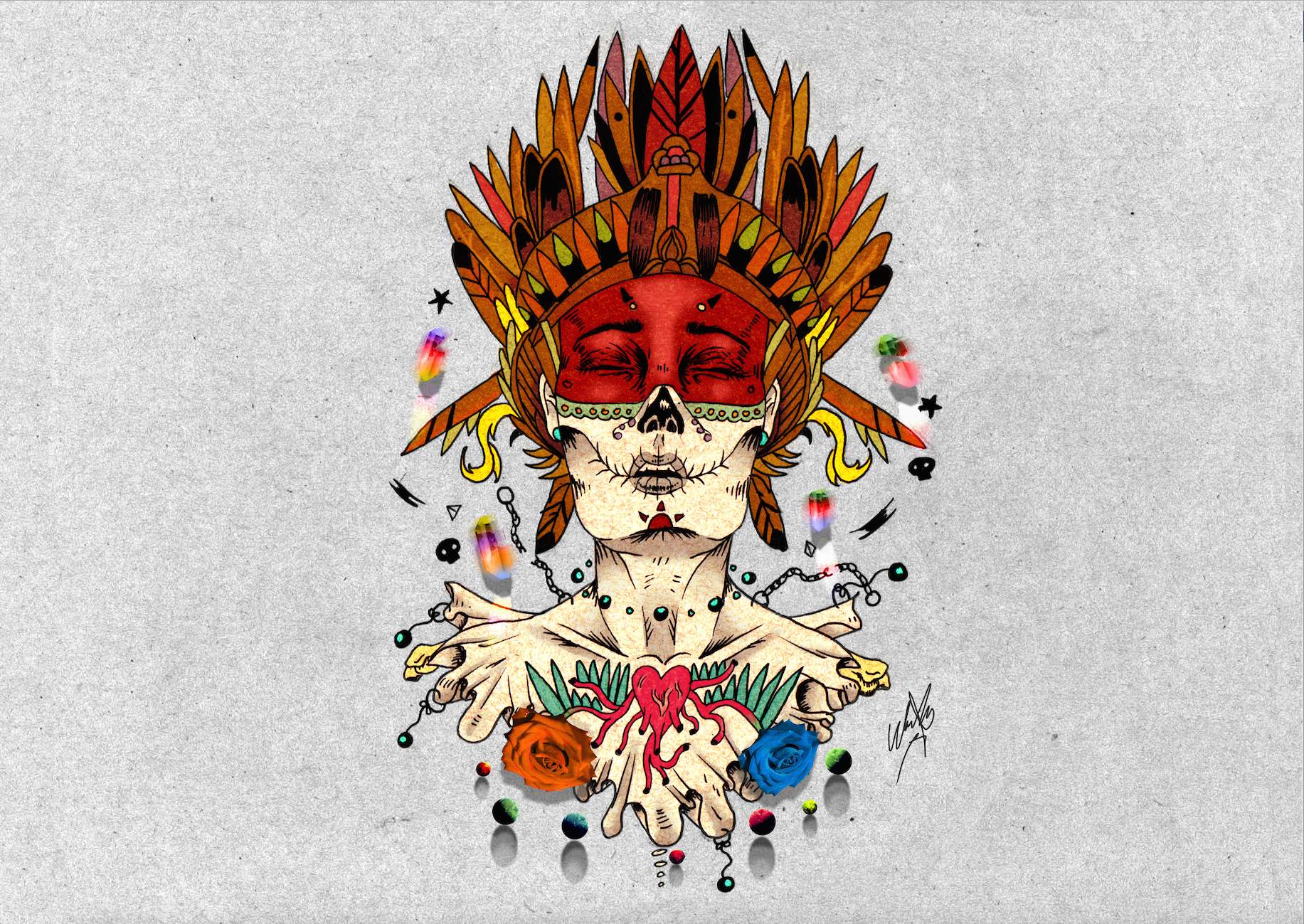 Trival Catrina in Digital Painting Inspiration by Wlfrano Gonzalez