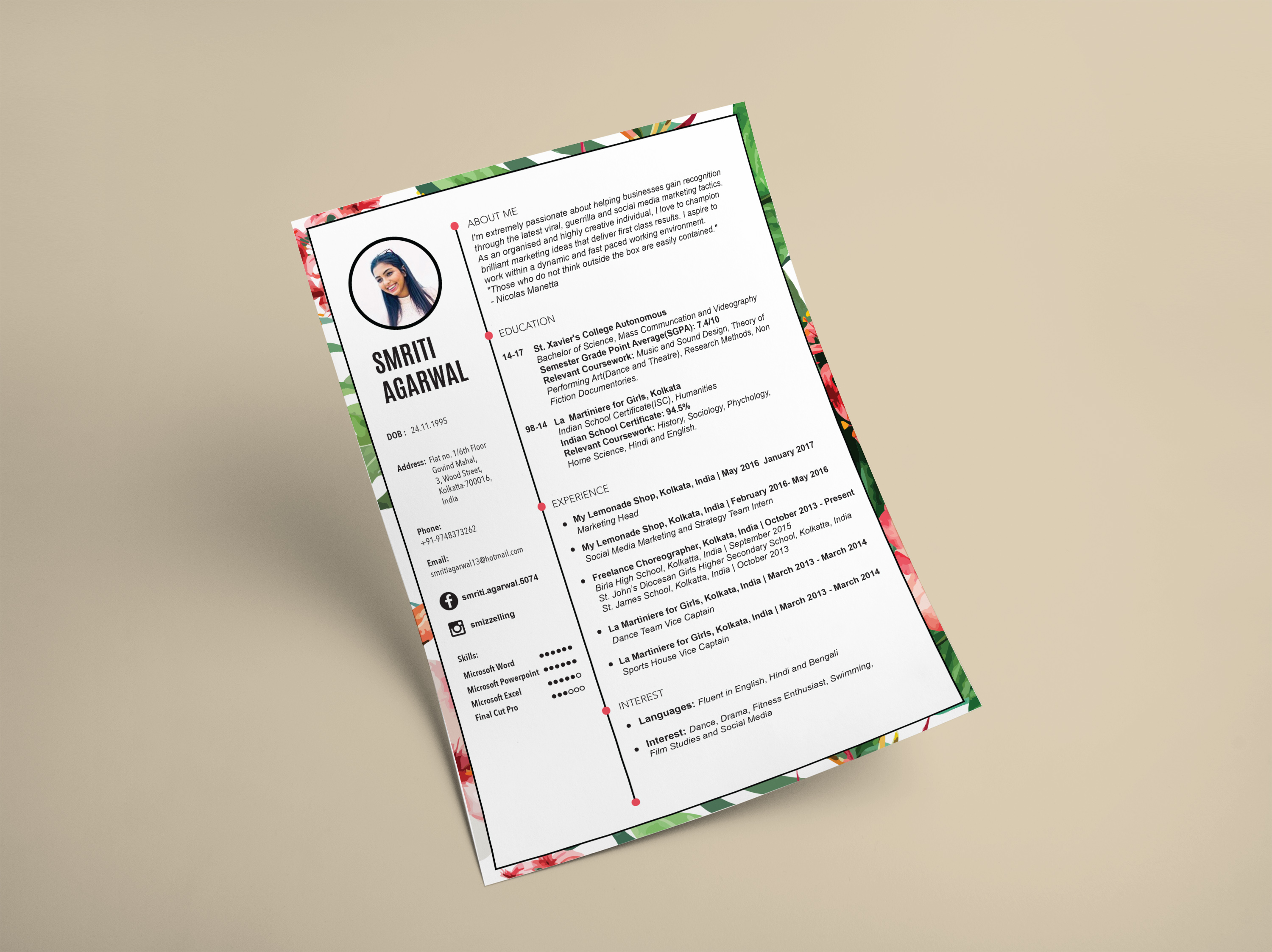 Resume Design by Tanvi Nuwal Resume Design in Leaflet Design Inspiration by Tanvi Nuwal