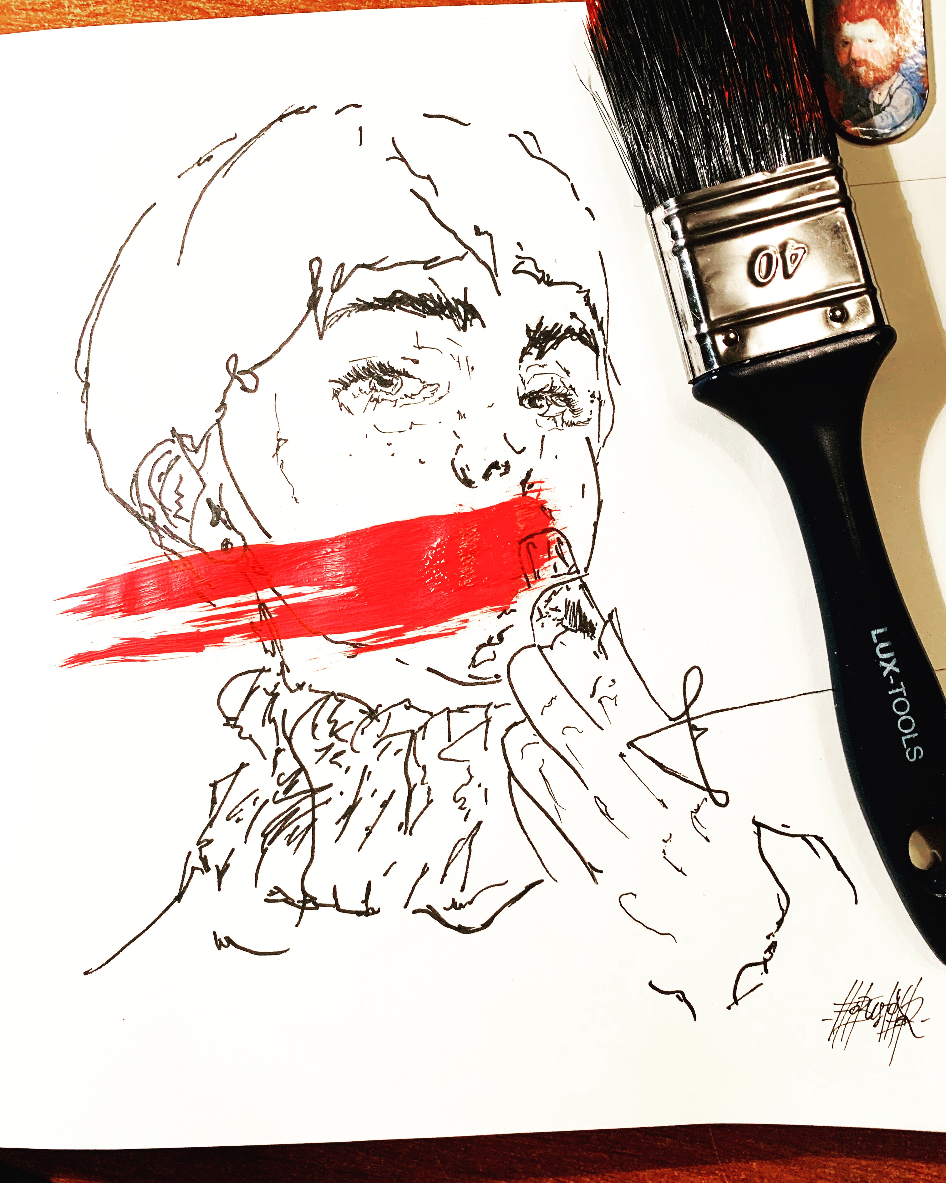 Woman with red lipstick by Yakov Vysotskiy Woman with red lipstick in Drawing Inspiration by Yakov Vysotskiy