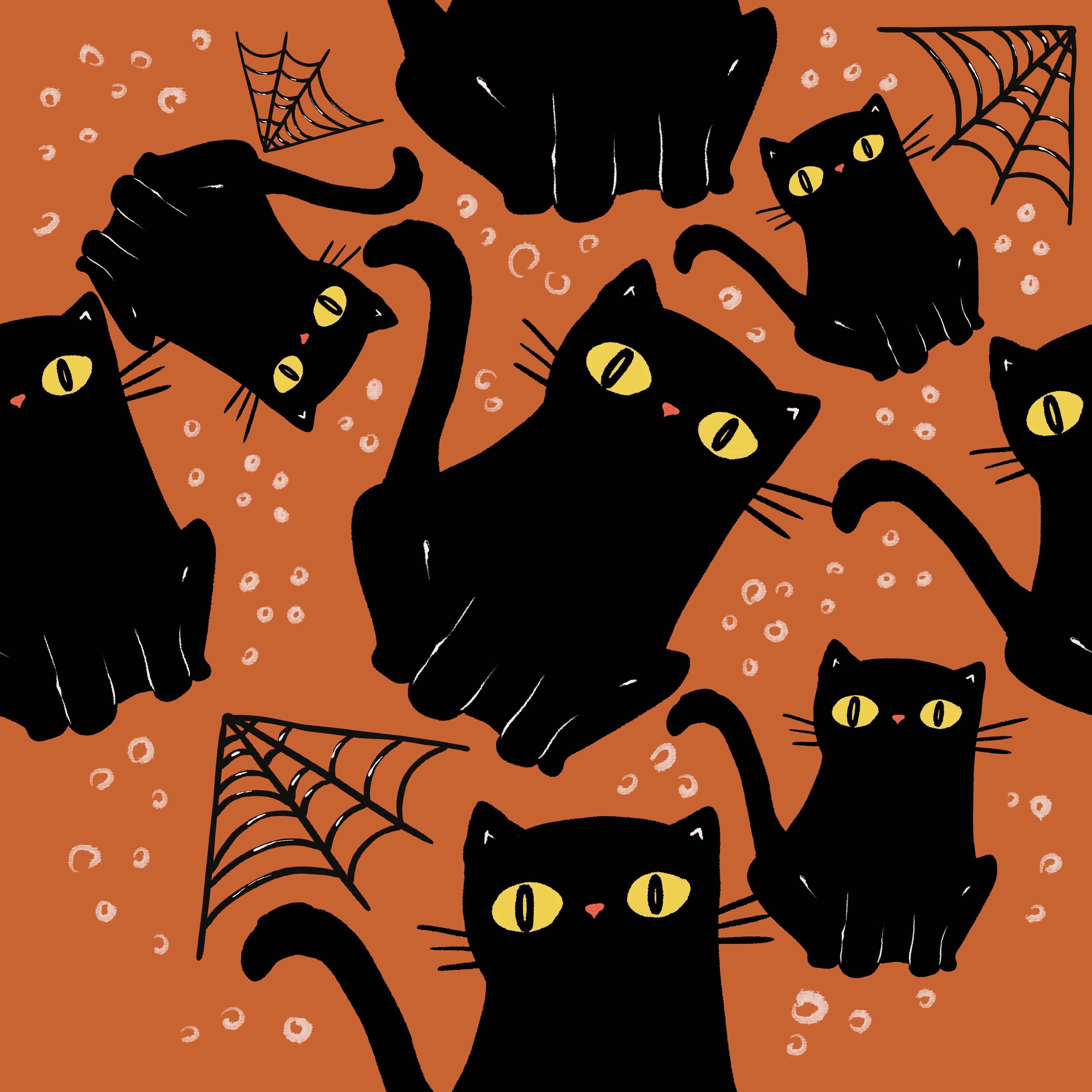 black cat in Pattern & Surface Design Inspiration by Sirin Ezgi Koksal