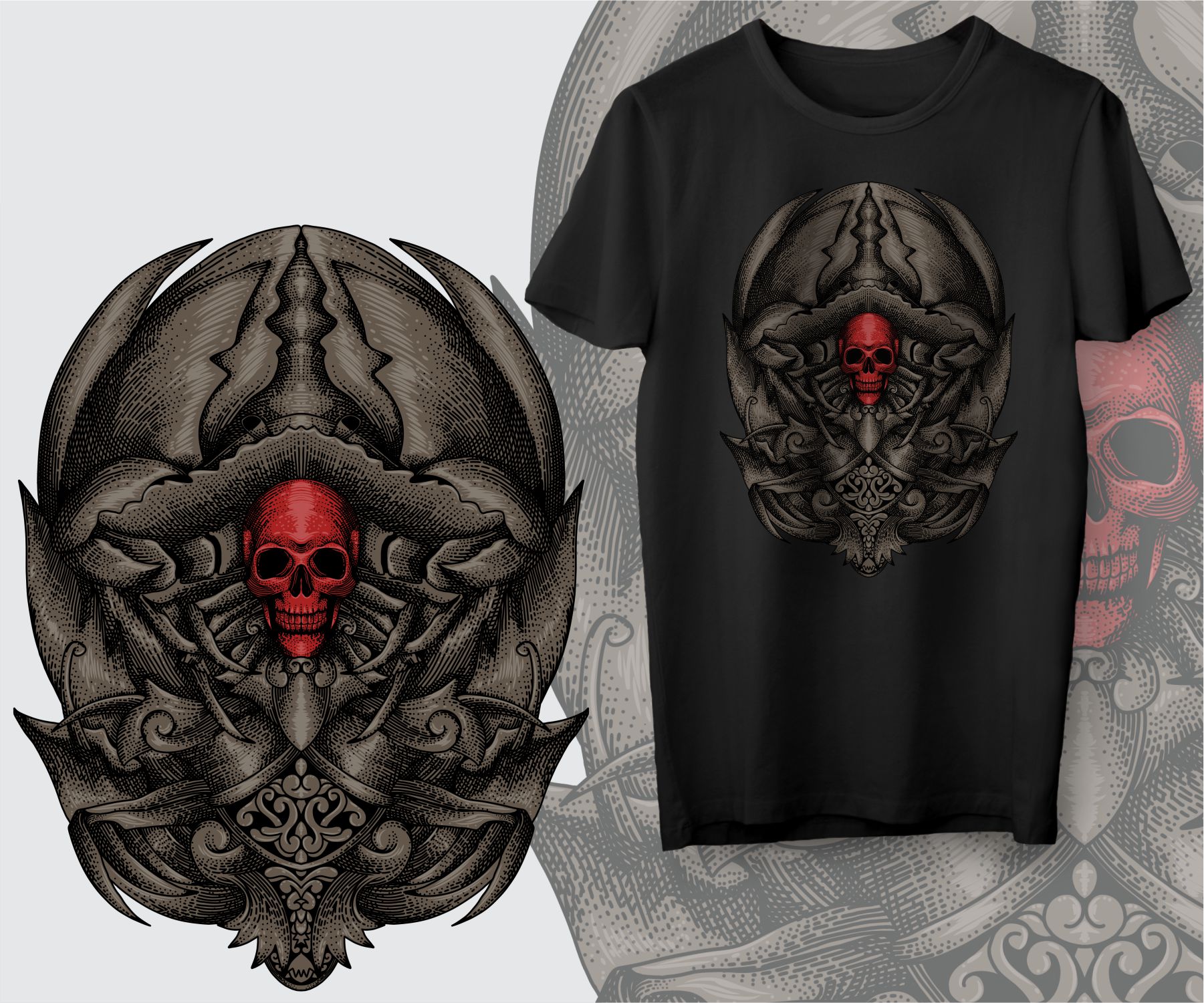 Dark cancer zodiac by Rachmad Dark cancer zodiac in T-Shirt Design Inspiration by Rachmad