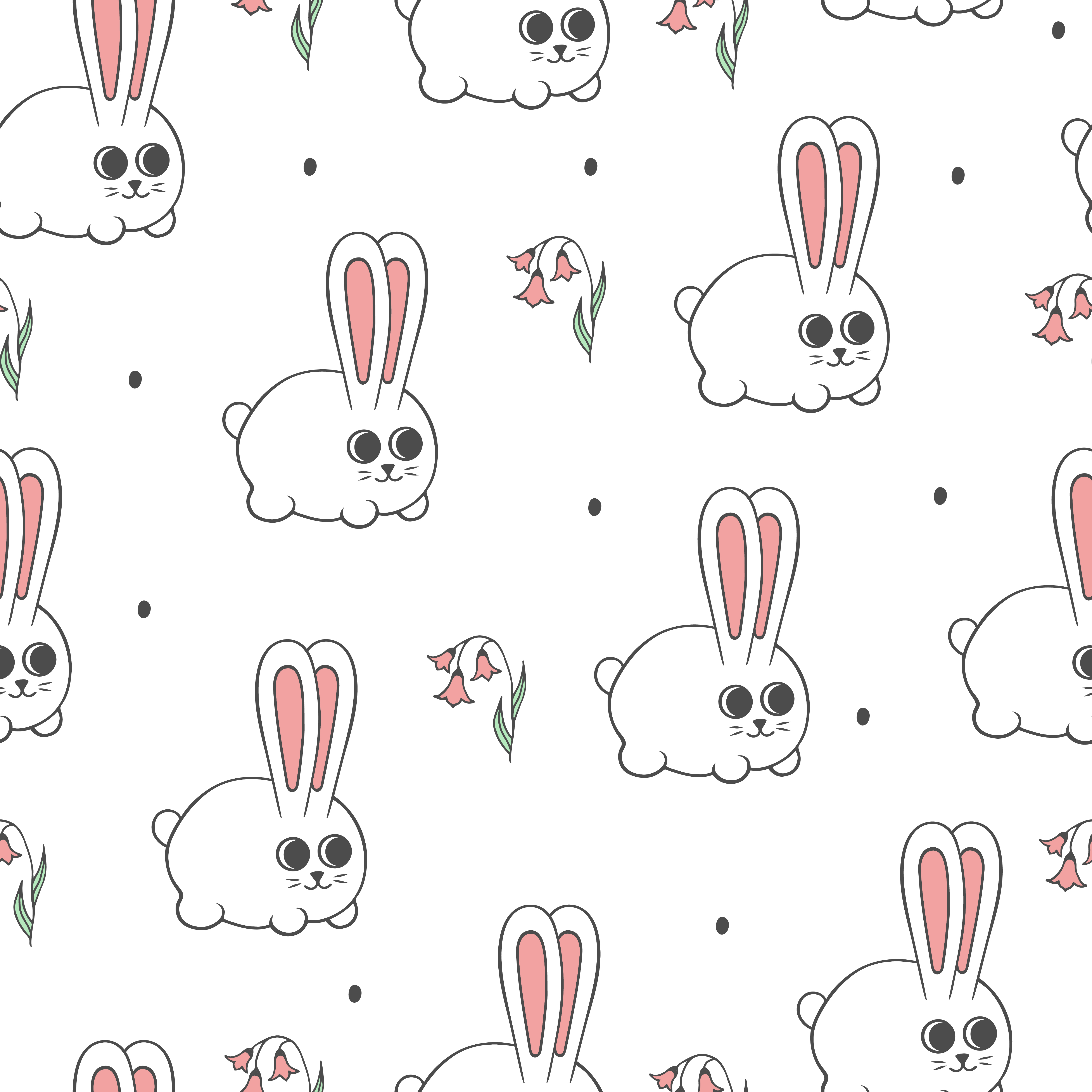 Happy Easter pattern with cute Bunny and flowers by Kirill Veretennikov Happy Easter pattern with cute Bunny and flowers in Pattern & Surface Design Inspiration by Kirill Veretennikov