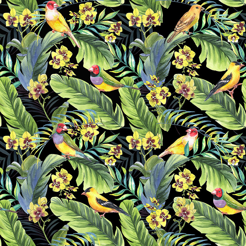 Birds In the Jungle in Pattern & Surface Design Inspiration by Anastasia Kobernyk