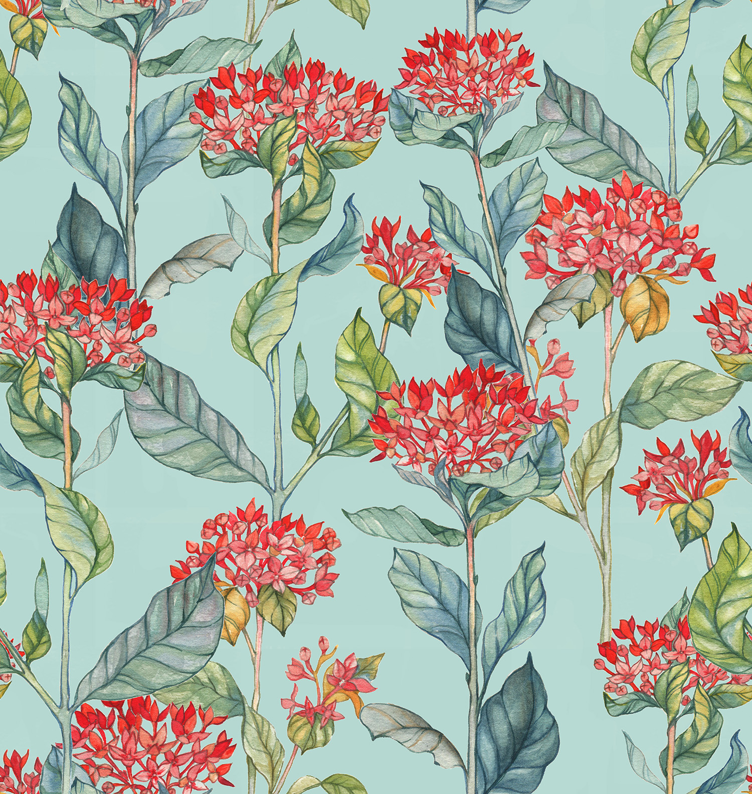 Red Flowers Pattern in Pattern & Surface Design Inspiration by Anastasia Kobernyk