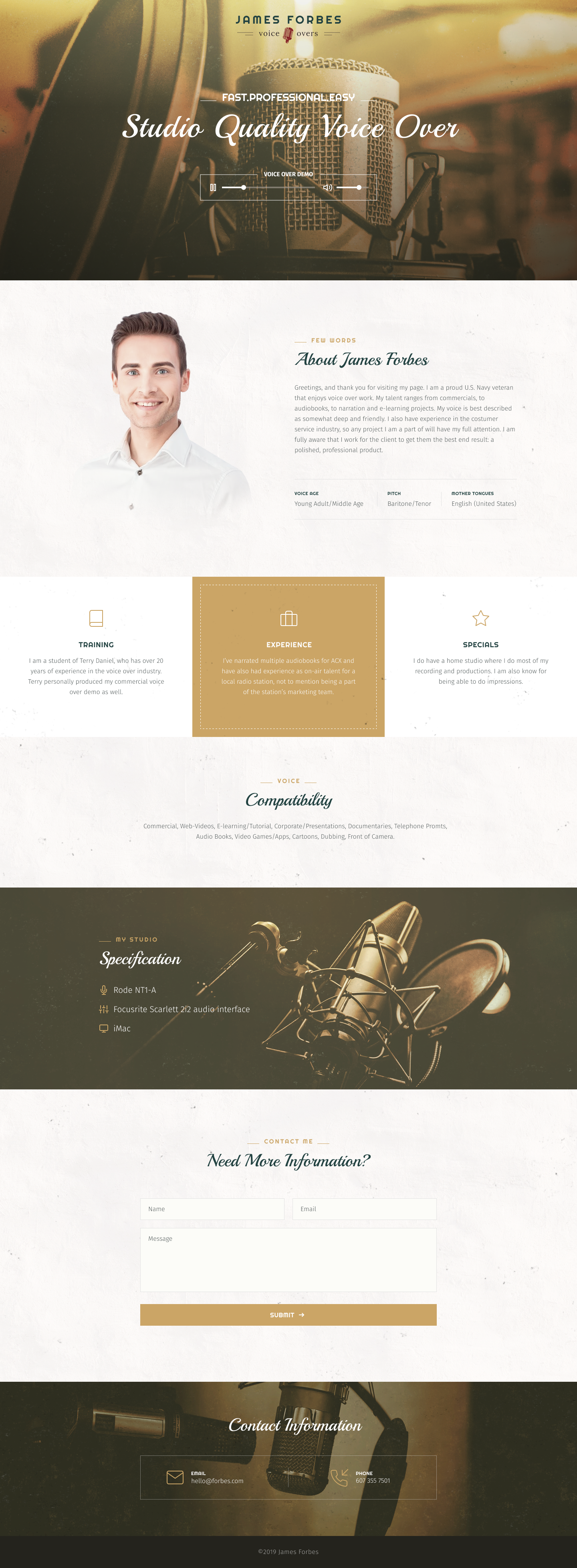 Website for personal Voice Over Studio in Website Design Inspiration by Getlion