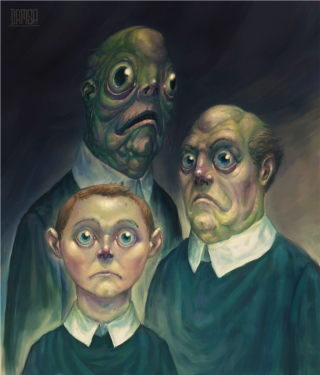 Innsmouth Family Portrait in Digital Painting Inspiration by Damir Omić