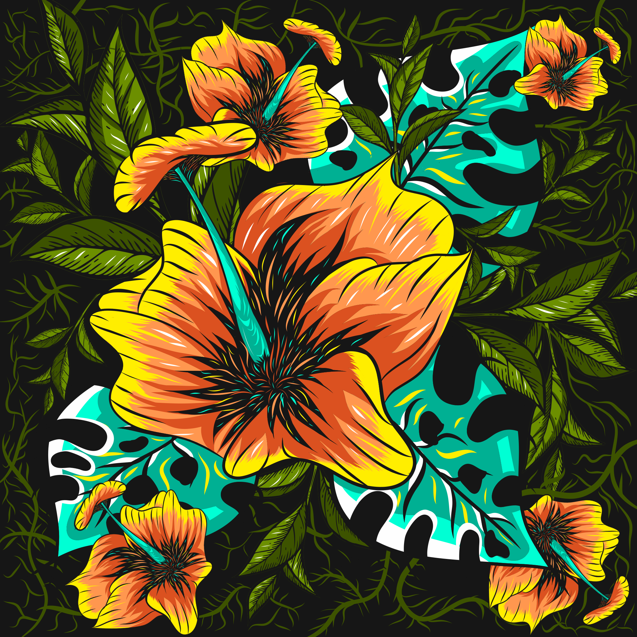 Tropical f in Vector Art Inspiration by Hazed