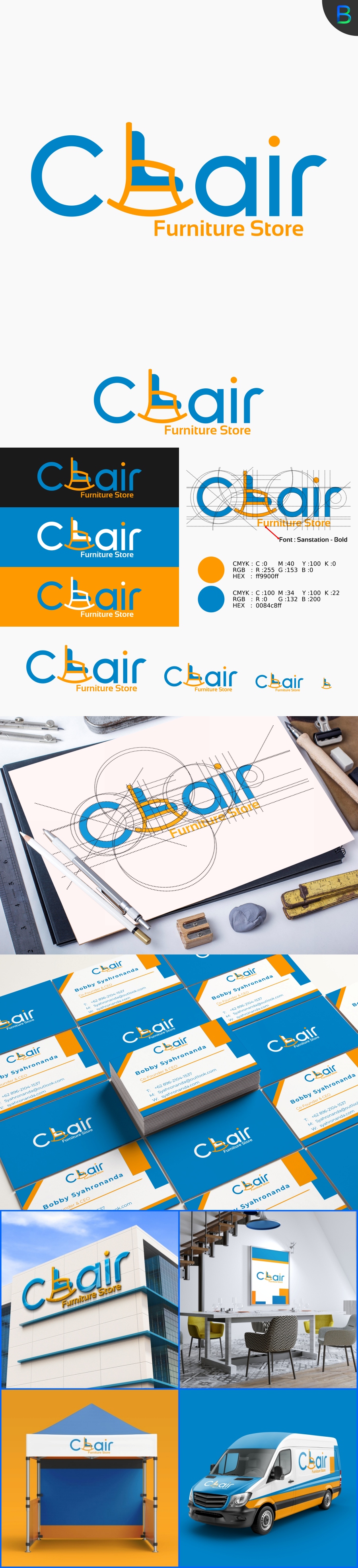 chair furniture store, brand design concept in Logo & Brand Identity Inspiration by Syahronanda Project