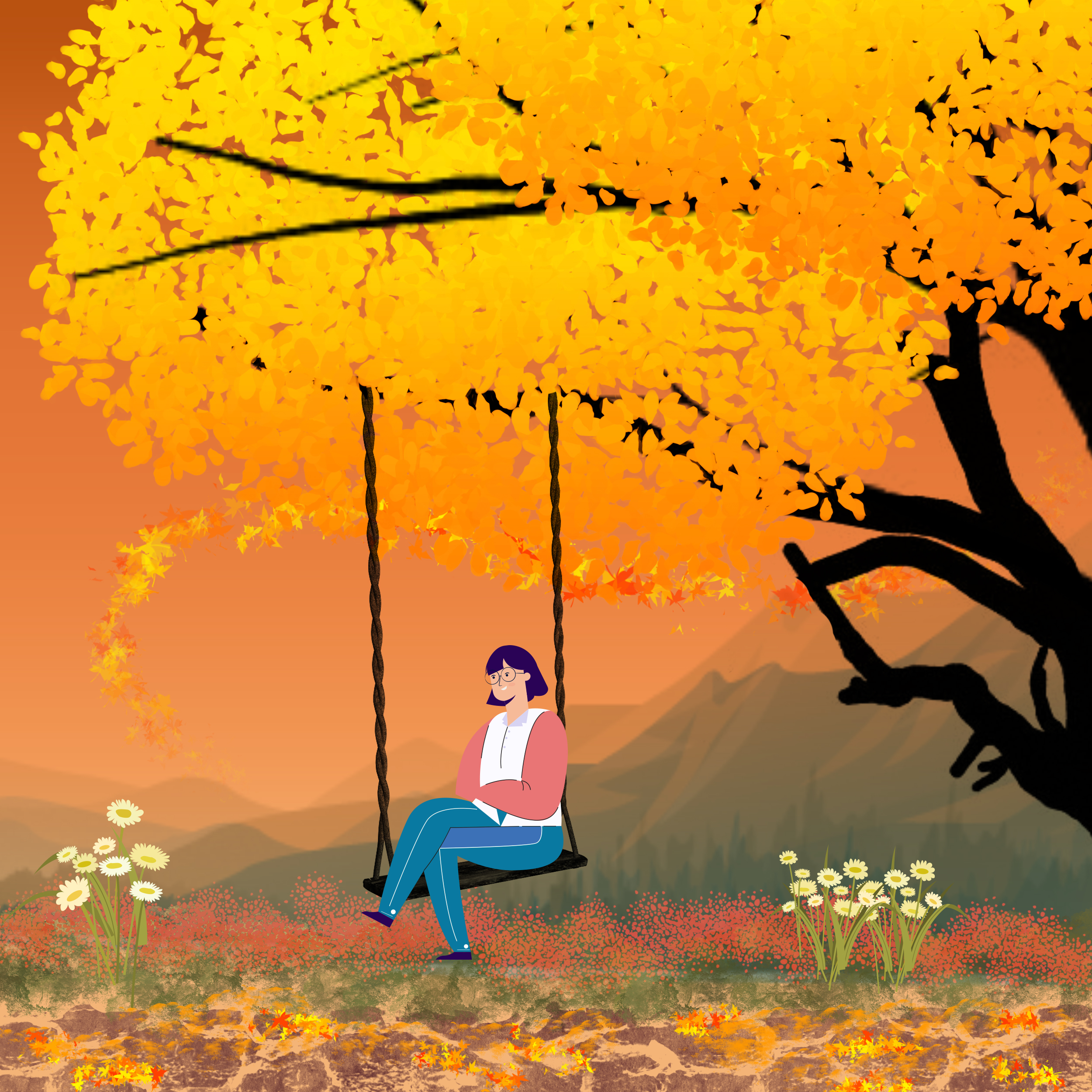 Embrace The Fall in Digital Art Inspiration by Snehalata Mitra