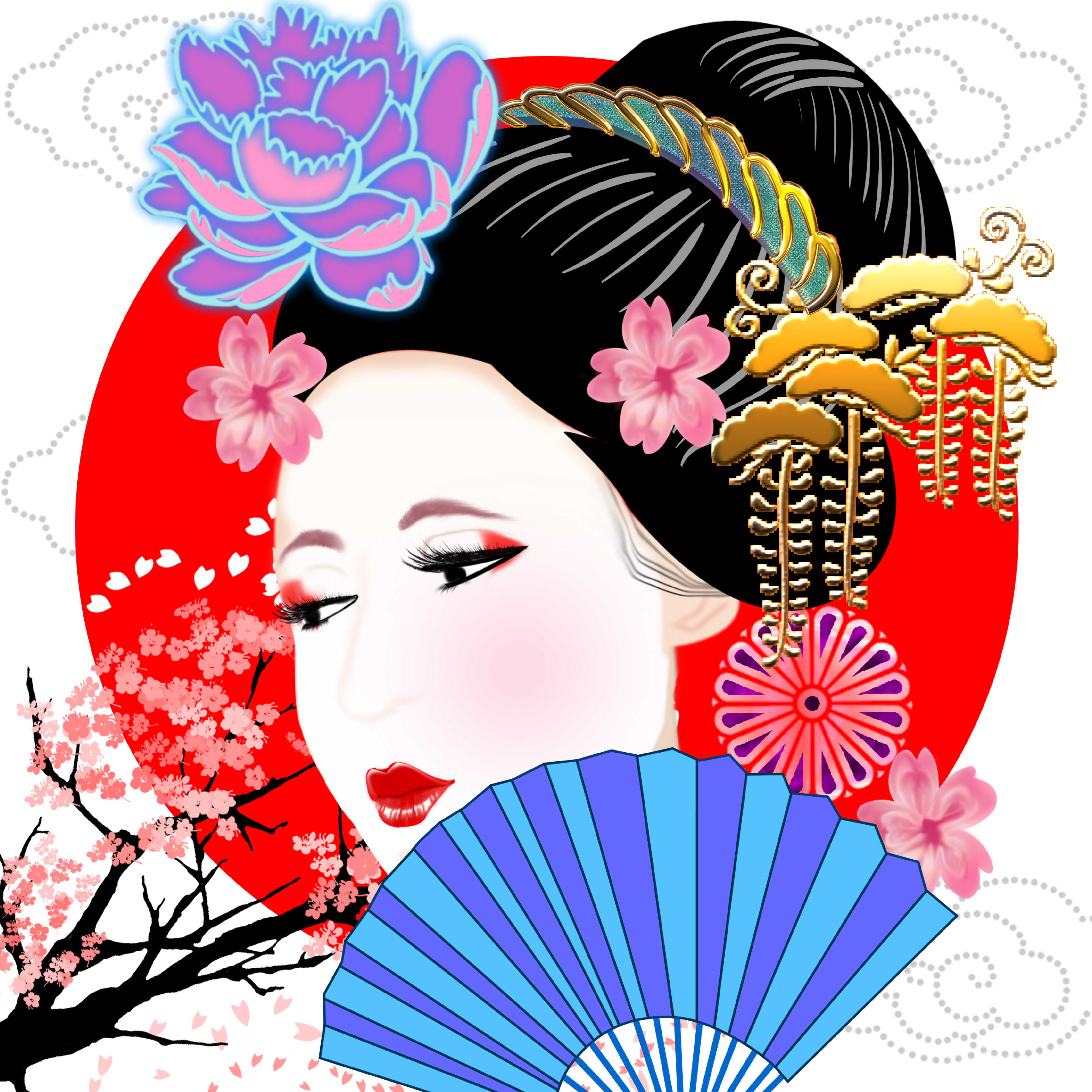 Geisha in Digital Art Inspiration by Snehalata Mitra