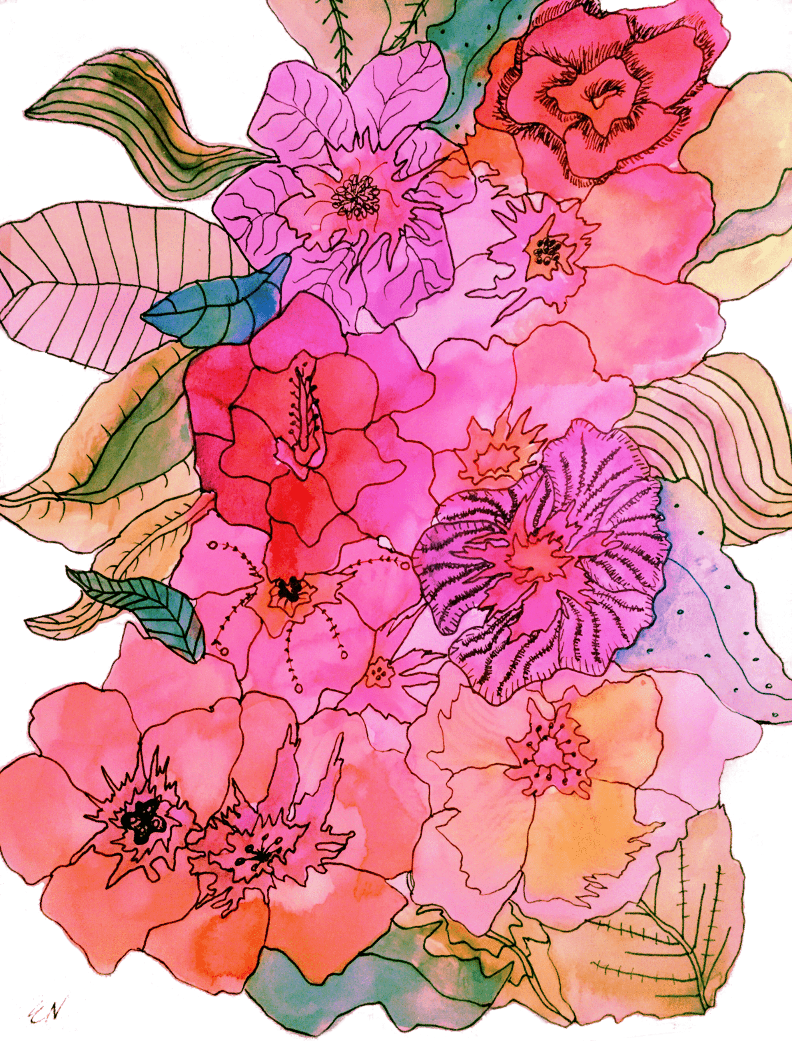 Floral Contour 1 by Elizabeth Nash Floral Contour 1 in Pattern & Surface Design Inspiration by Elizabeth Nash