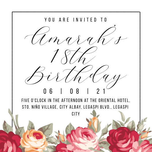 Amarah's 18th Birthday Invitation in Invitation Card Design Inspiration by Michaela Shenna Delfin