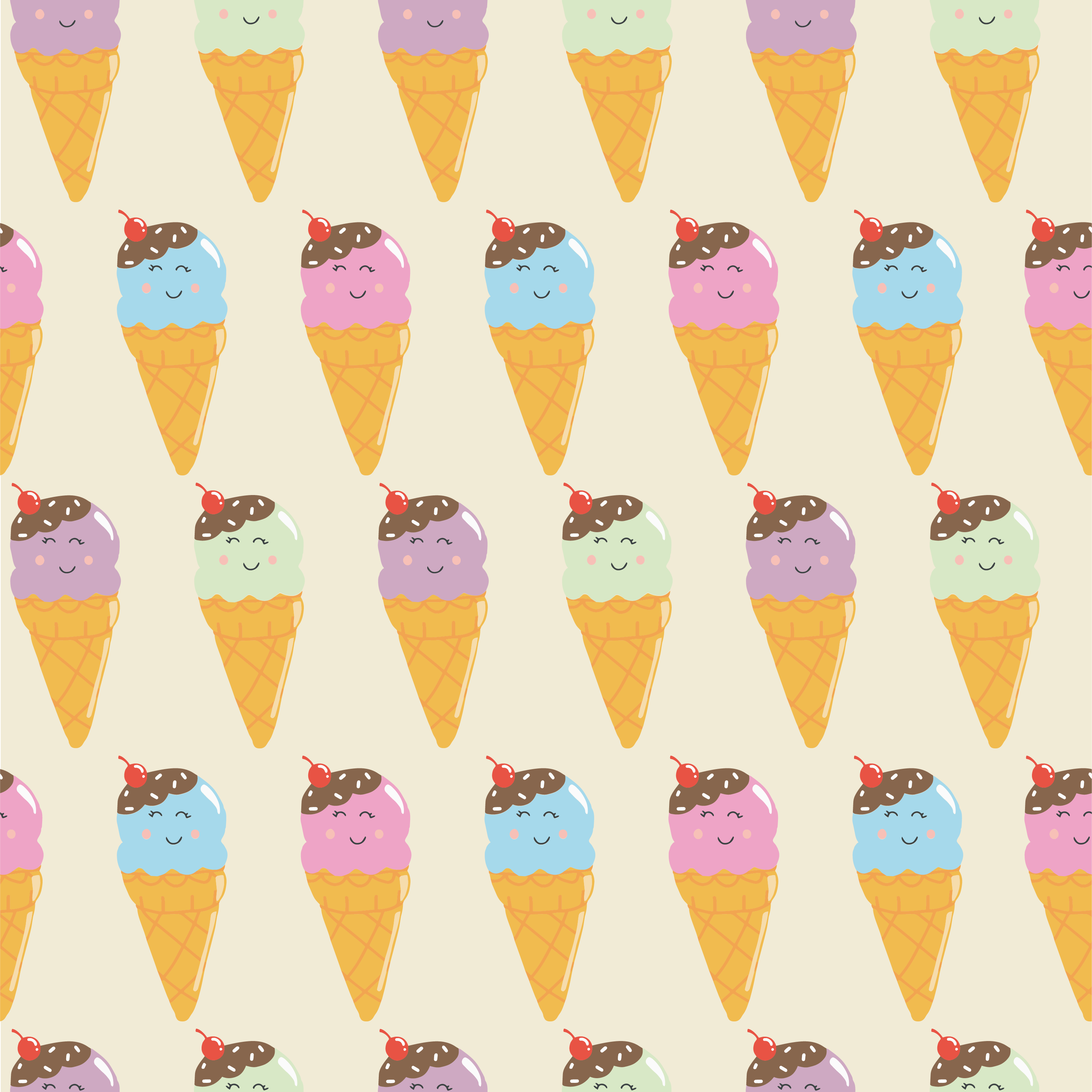 Kawaii Ice Cream Cones in Pattern & Surface Design Inspiration by Kate Dunne
