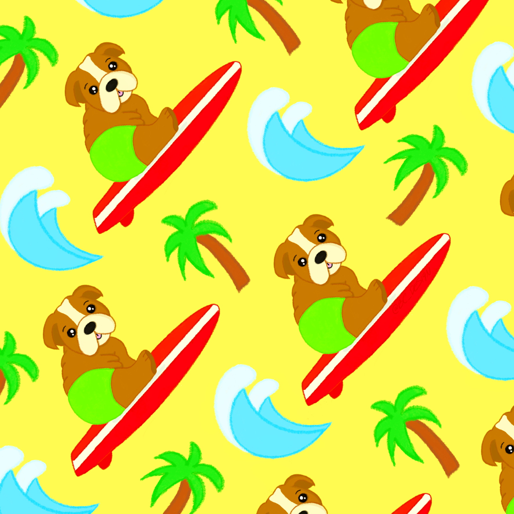 Surfin Bulldog USA by Brittany Campana Surfin Bulldog USA in Pattern & Surface Design Inspiration by Brittany Campana