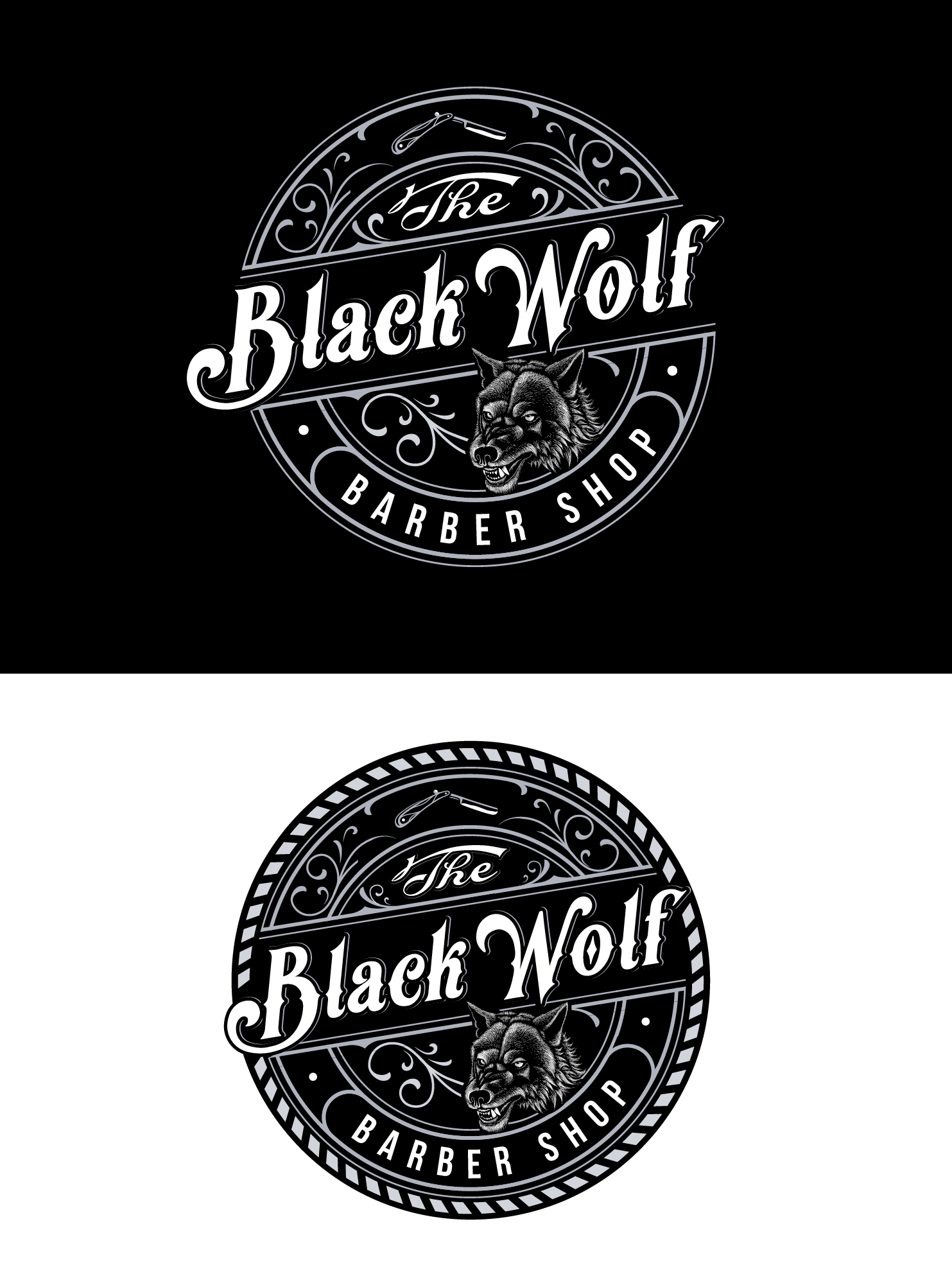 BlackWolf Barber Shop Logo by Marko Vekic BlackWolf Barber Shop Logo in Logo Design Inspiration by Marko Vekic