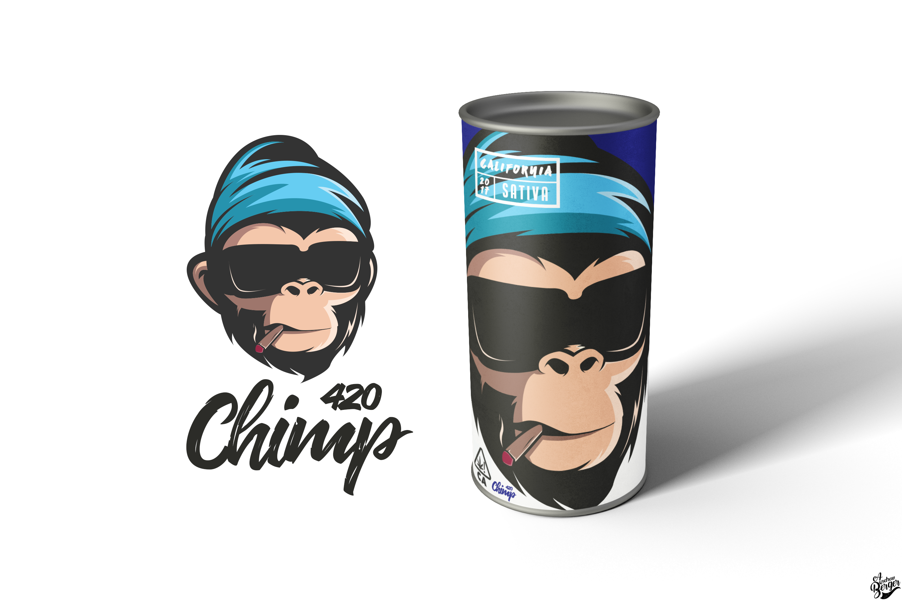 Chimp420 Logo and Product Packaging Design by Designedbyandrewberger Chimp420 Logo and Product Packaging Design in Logo & Brand Identity Inspiration by Designedbyandrewberger