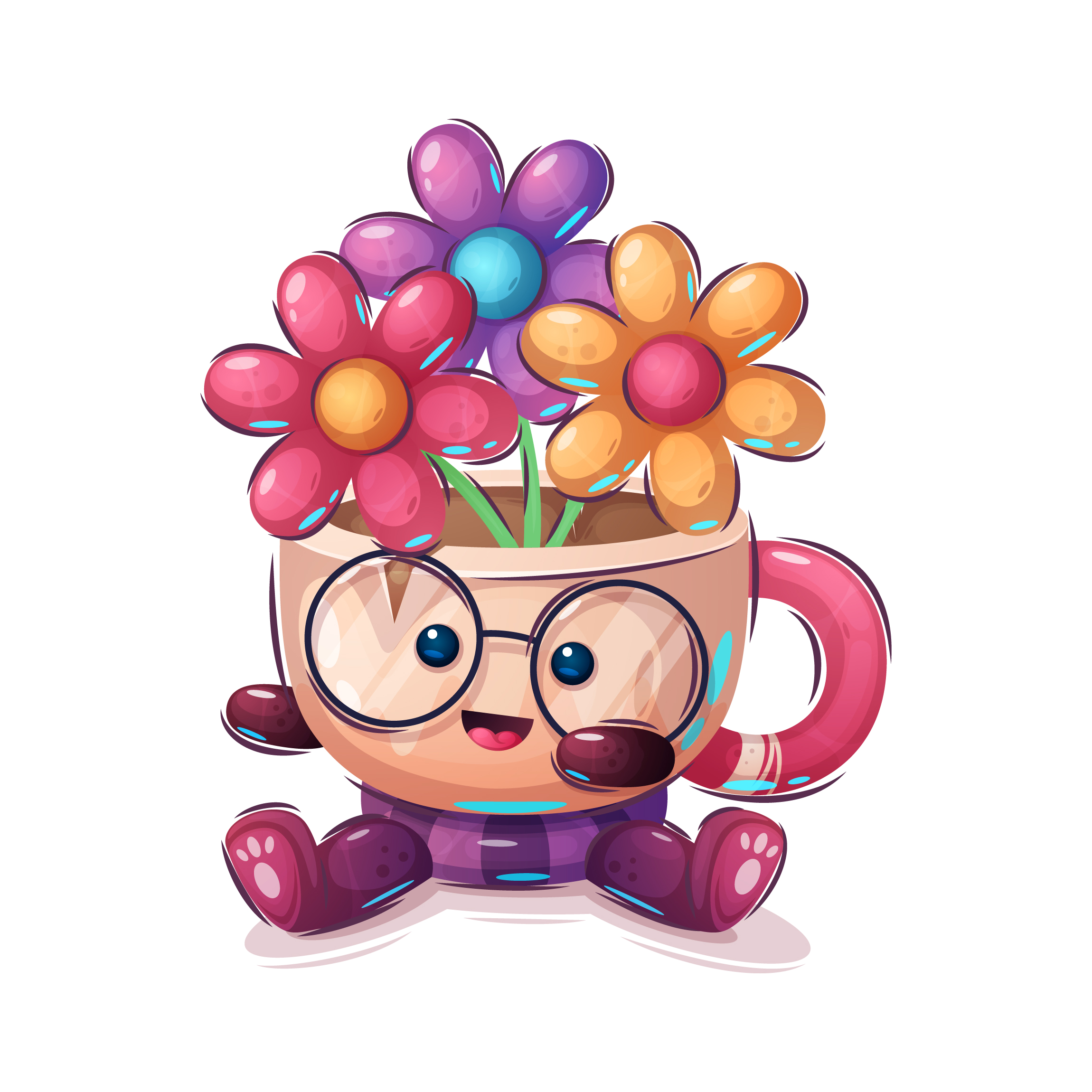 Cute cup with flower in Character & Mascot design Inspiration by Rwgusev