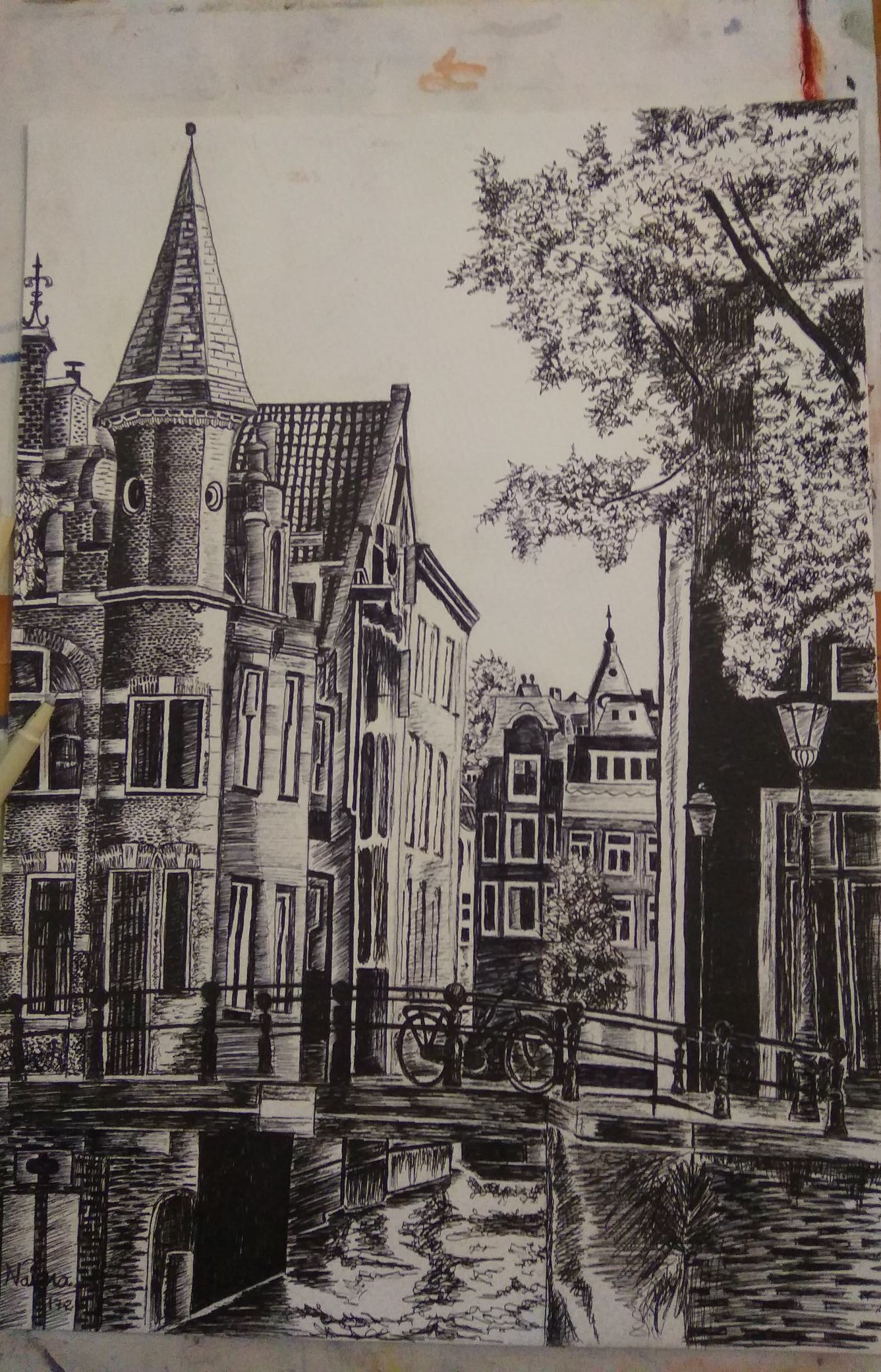 Street of Amsterdam by Naina Sharma Street of Amsterdam in Drawing Inspiration by Naina Sharma