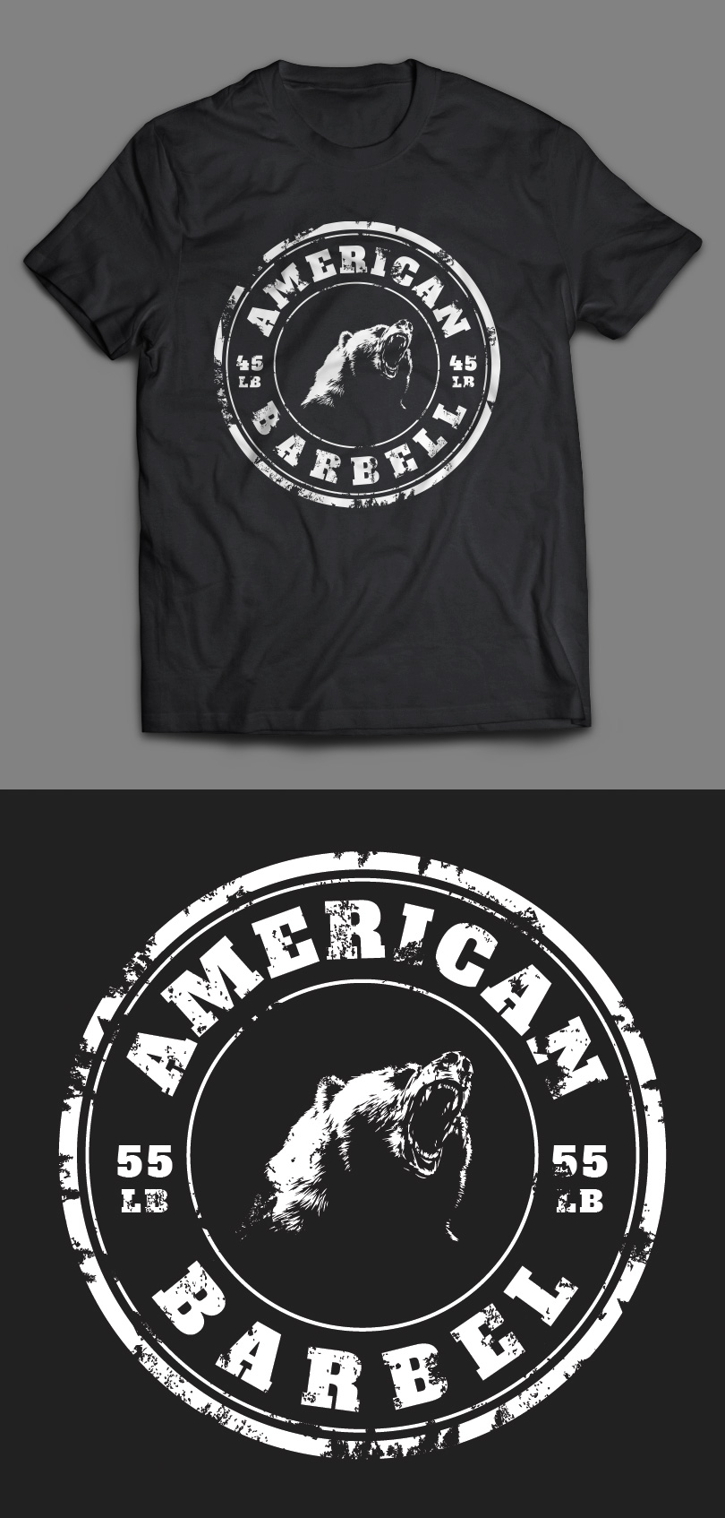 American Barbell T-Shirt by Th-ink Studio Design American Barbell T-Shirt in T-Shirt Design Inspiration by Th-ink Studio Design