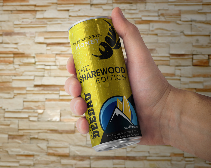 Energy Drink Can Wrap BEEBAD SHAREWOOD EDITION in Merchandise Design Inspiration by Creativeoo
