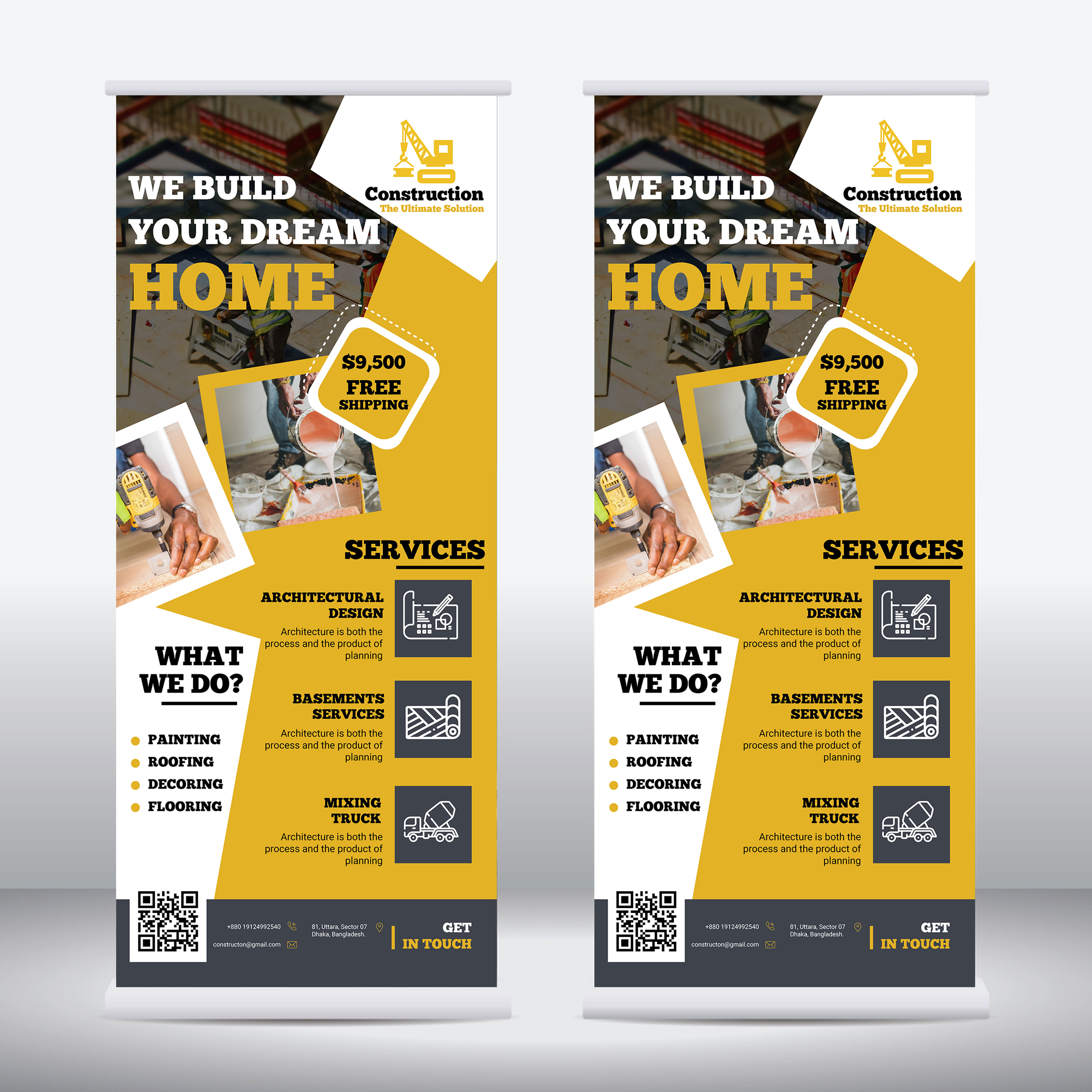Construction Roll Up Banner by Anamul Haque Bd Construction Roll Up Banner in Banner ad Design Inspiration by Anamul Haque Bd