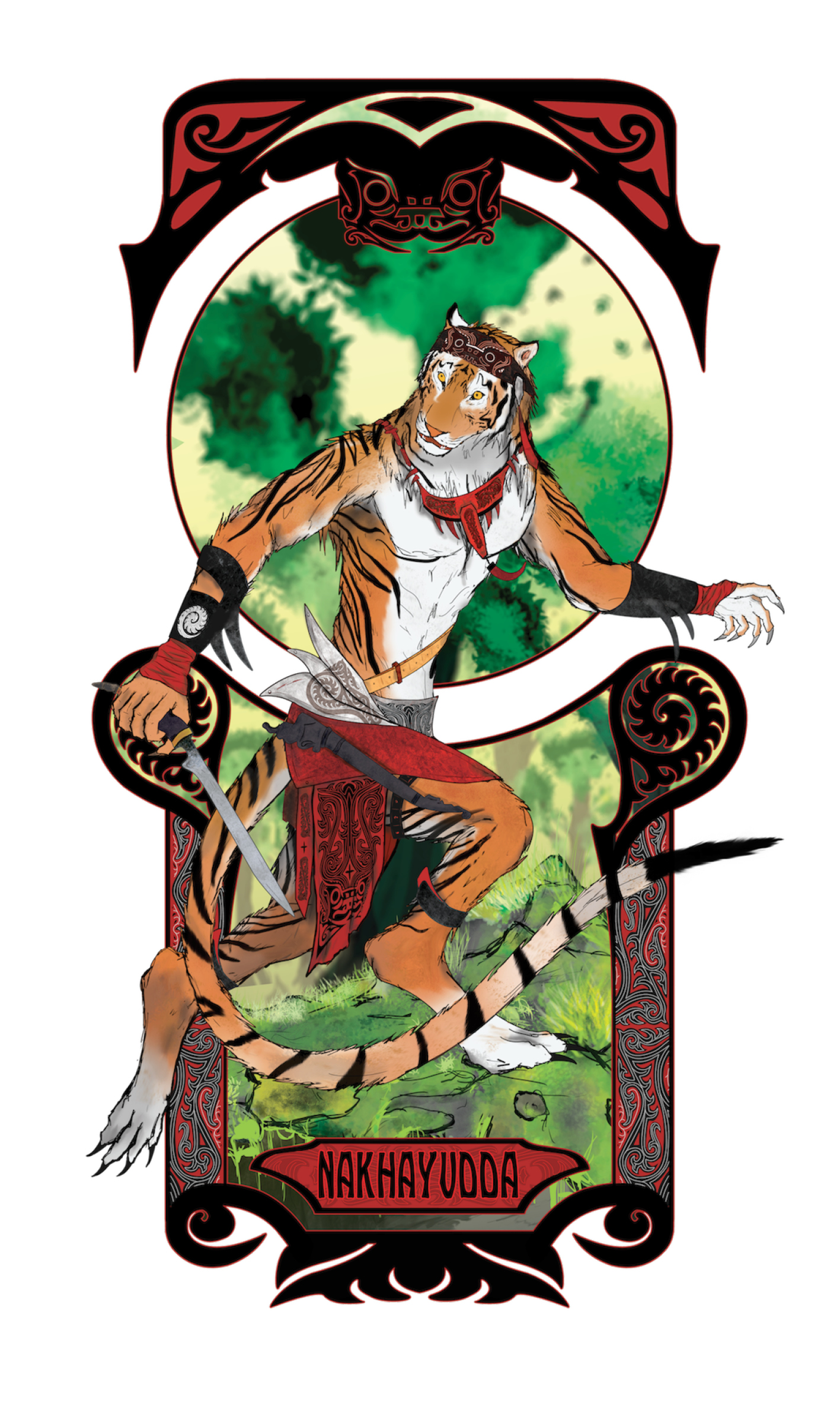 Nakhayudda | Anthro Sumatran Tiger in Illustration and Graphics Inspiration by Ramawajee