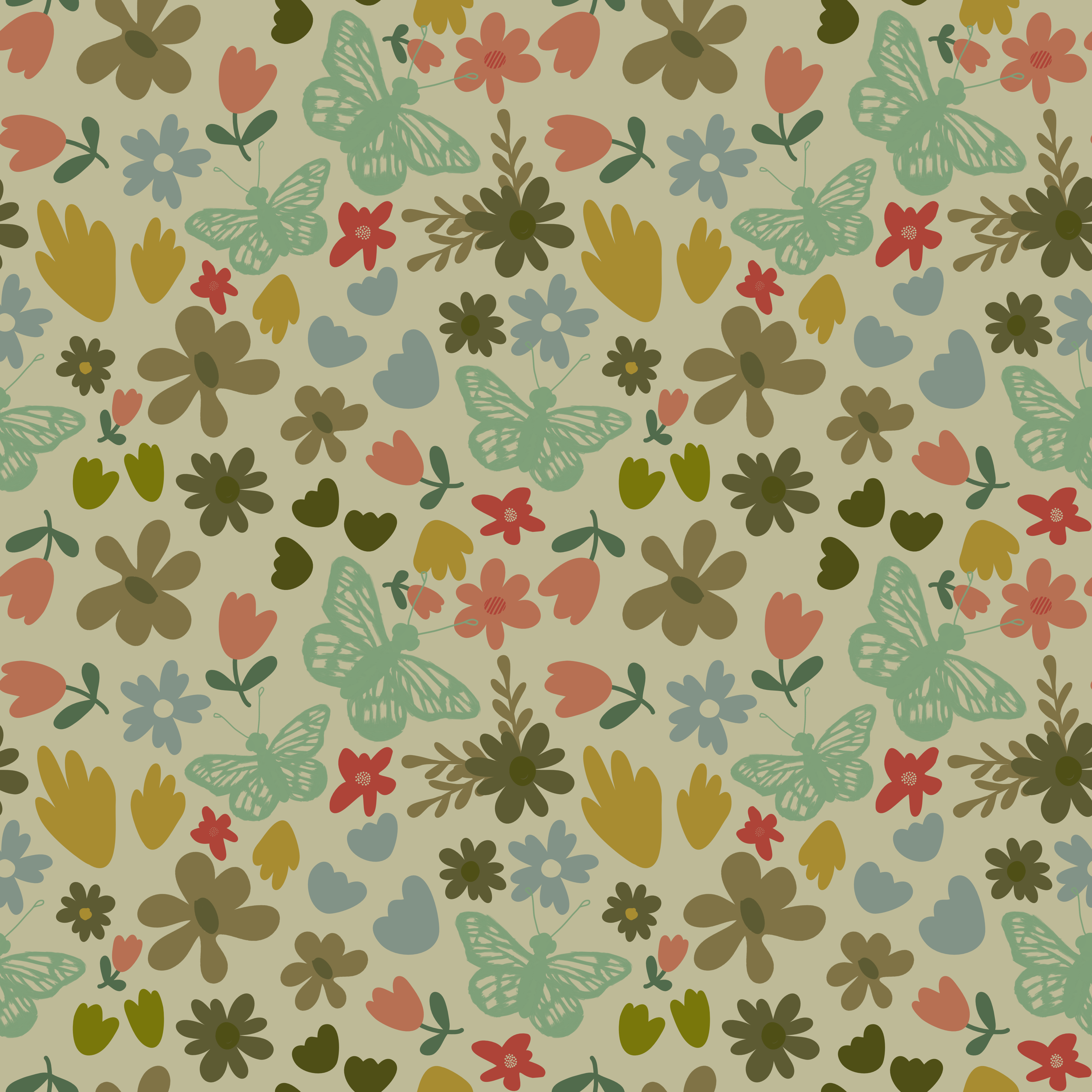 Butterflies in the Garden in Pattern & Surface Design Inspiration by Ashley Airey