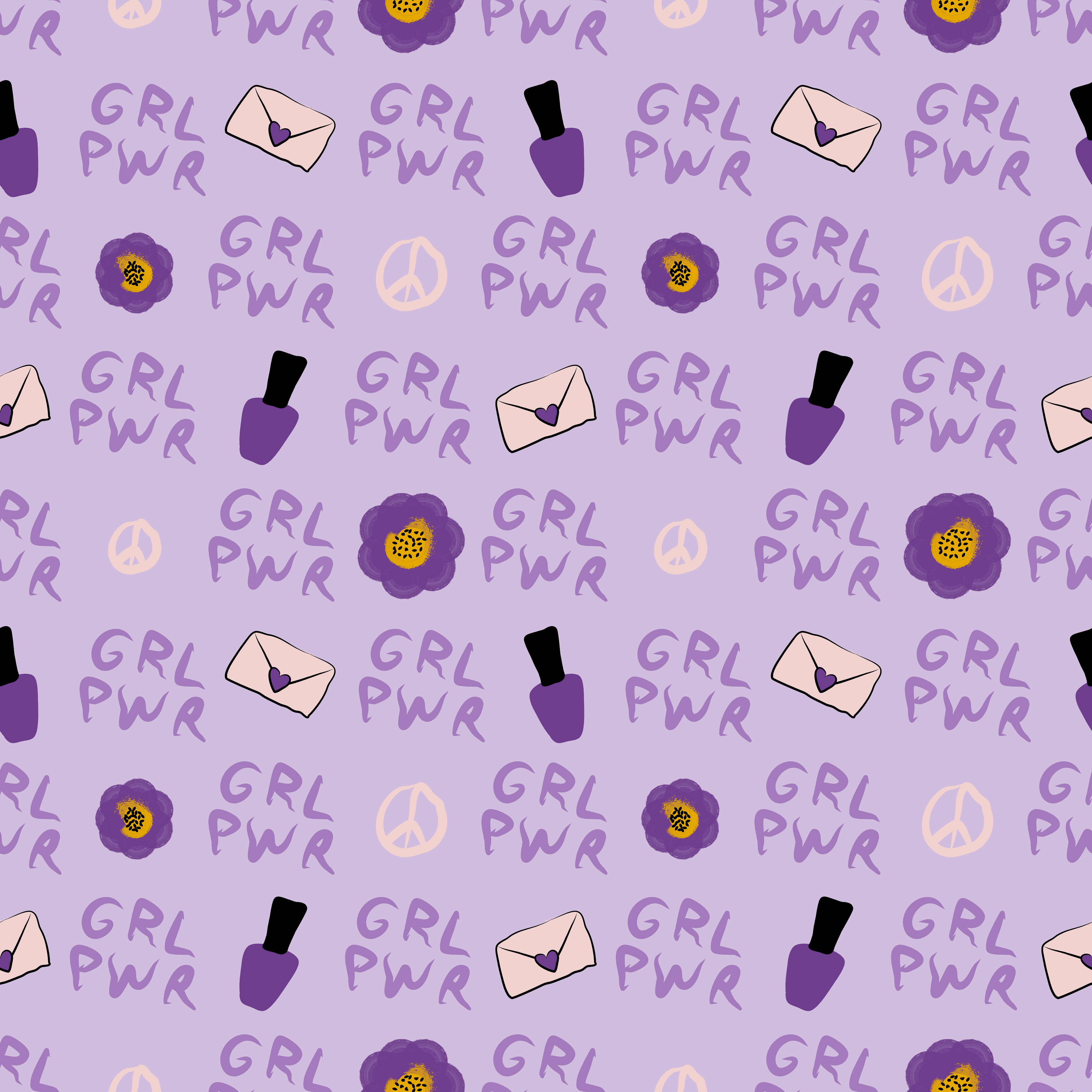 GRL PWN in purple in Pattern & Surface Design Inspiration by Ashley Airey