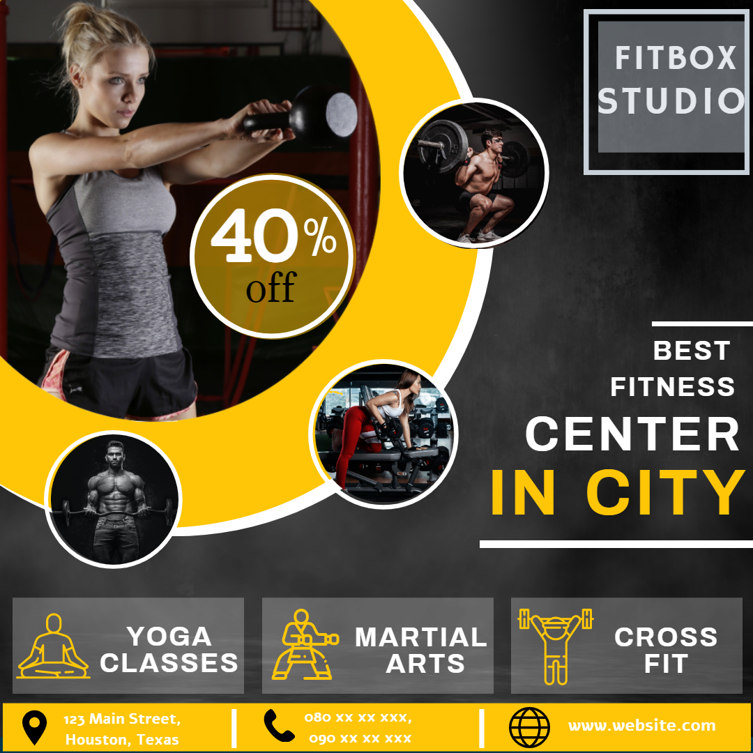 Fitness Center Promotion Post by Pr Creativity Fitness Center Promotion Post in Instagram Post Design Inspiration by Pr Creativity