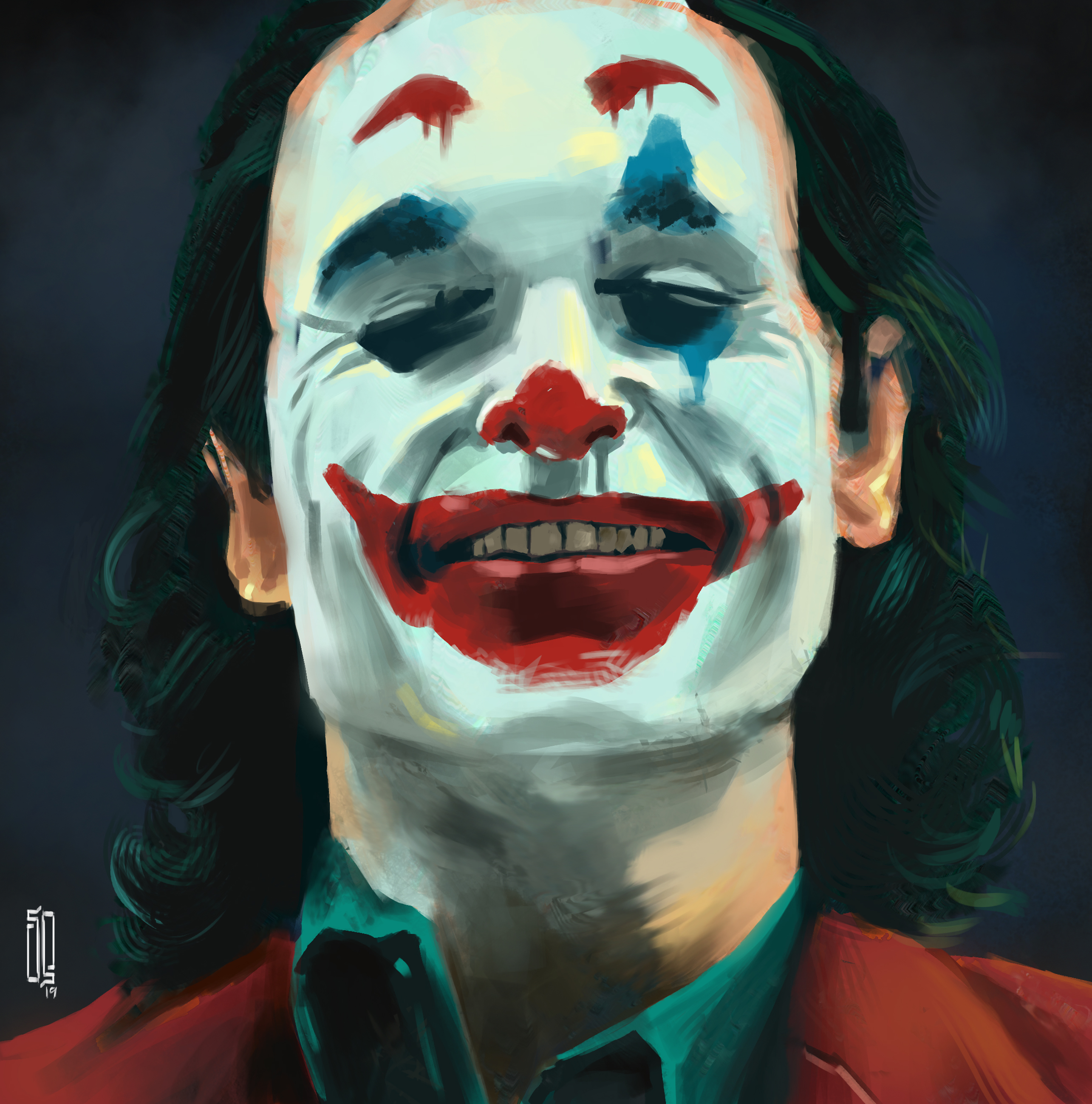 joker digital portrait painting in Illustration and Graphics Inspiration by Samesam94