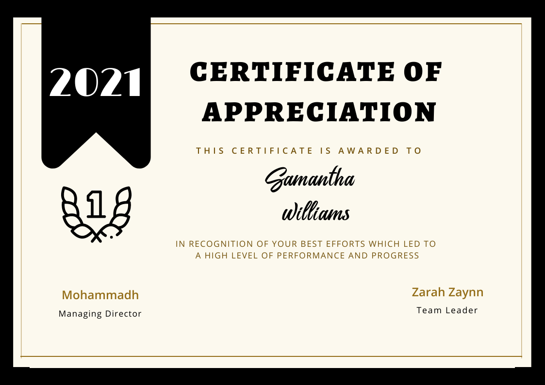 Appreciation Certificate in Certificate Inspiration by Asmita Sen