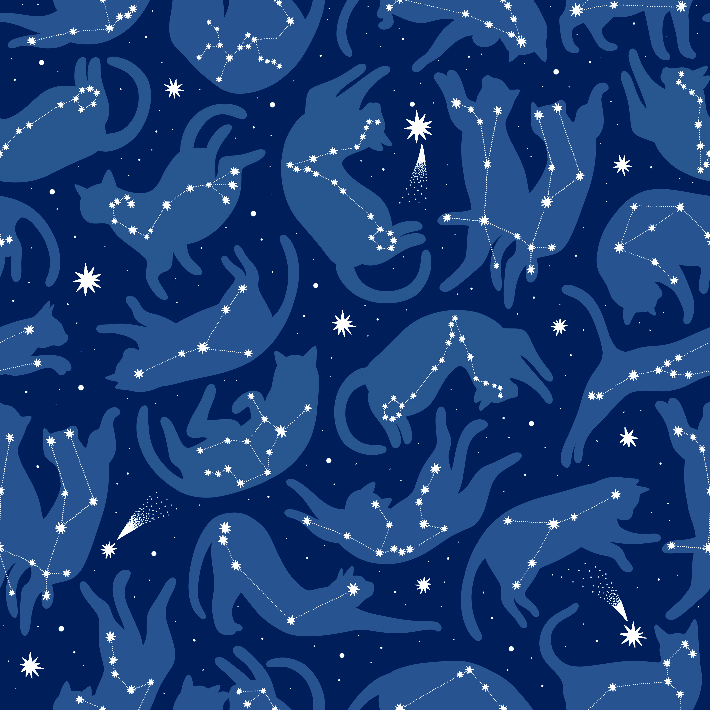 Cat constellations in Pattern & Surface Design Inspiration by Julia Gosteva
