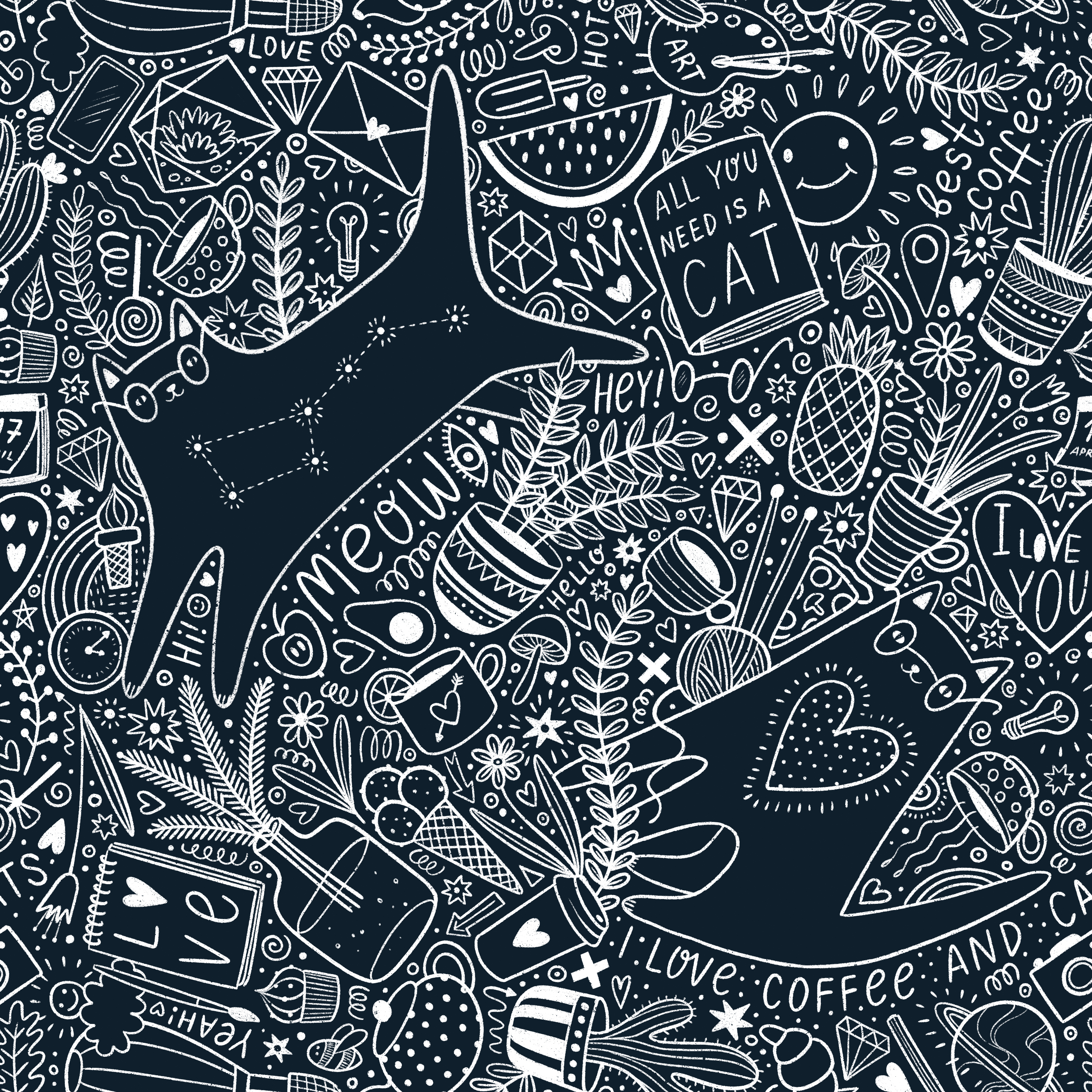 I love cats and coffee by Julia Gosteva I love cats and coffee in Pattern & Surface Design Inspiration by Julia Gosteva