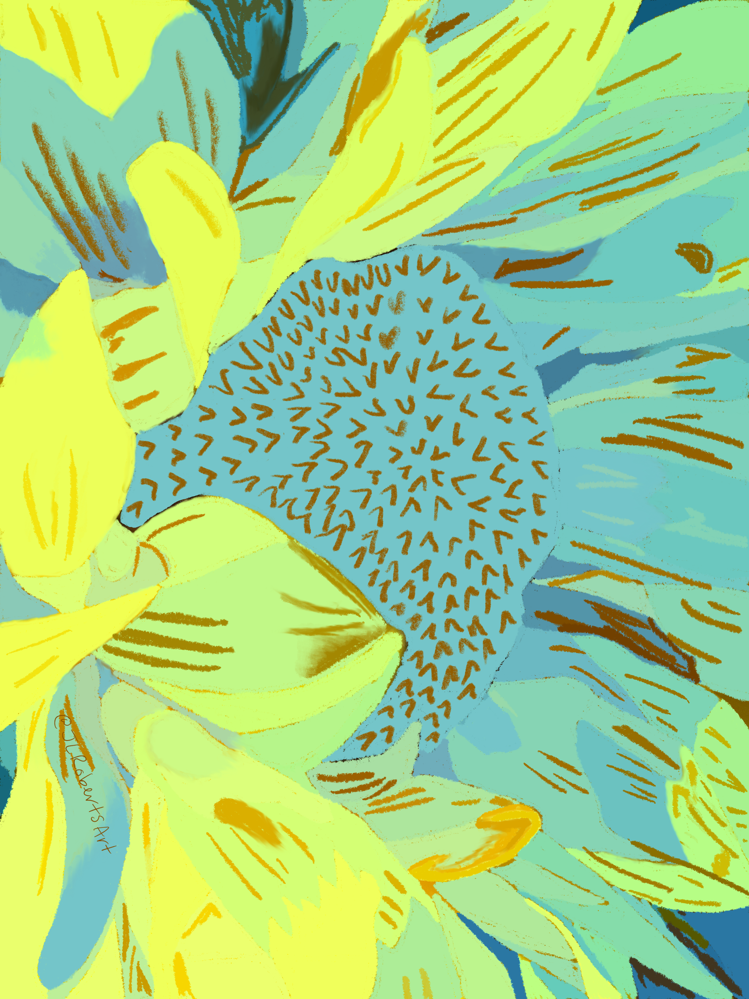 Blue Sunflower by Jenny Roberts Blue Sunflower in Digital Art Inspiration by Jenny Roberts