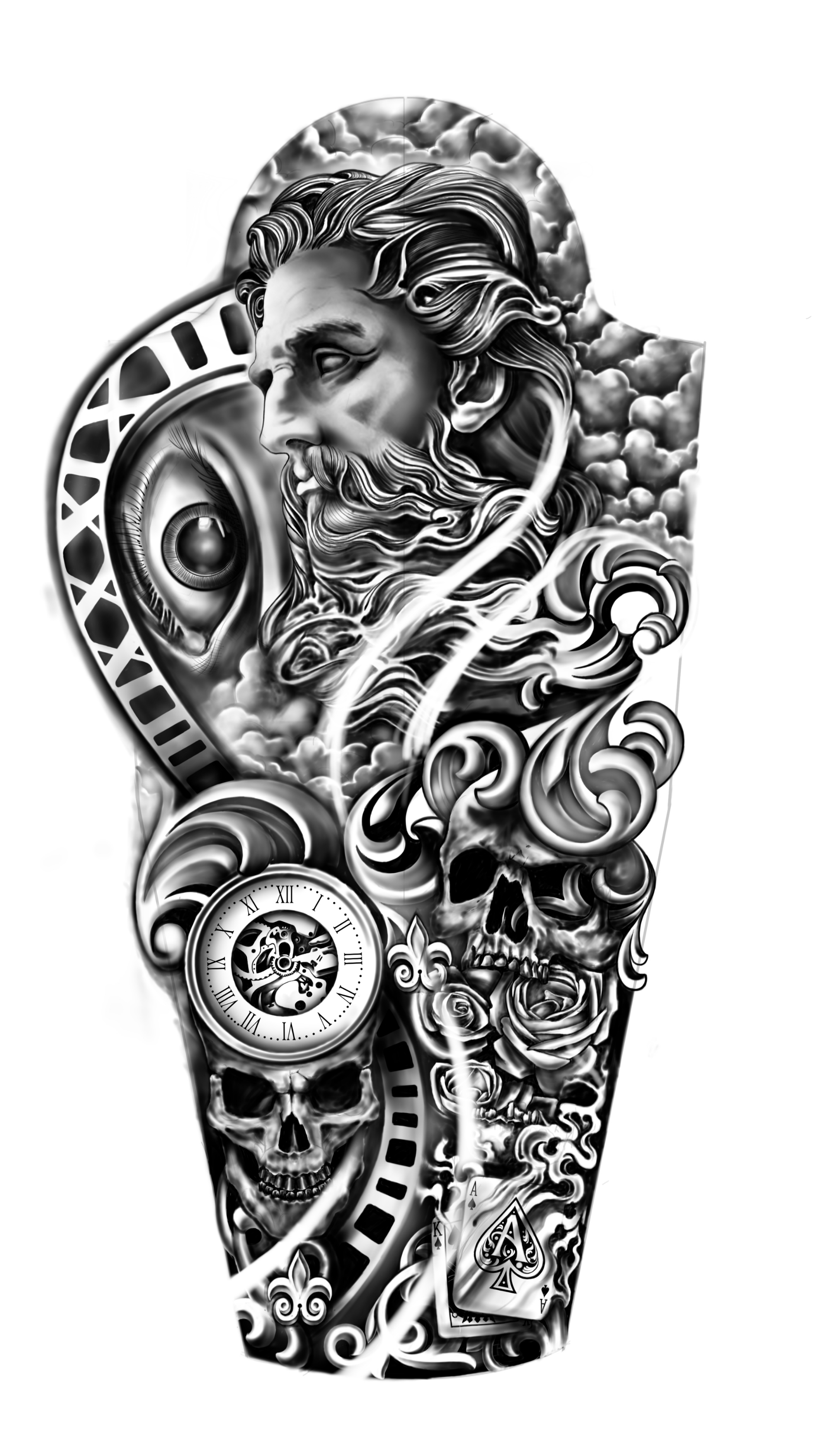 Greek God Zeus Full Sleeve Tattoo - Tattoo Designs Inspiration - 103275