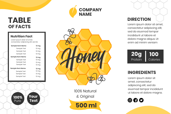 Honey Bottle Label in Product Label Inspiration by Preet Chovatiya