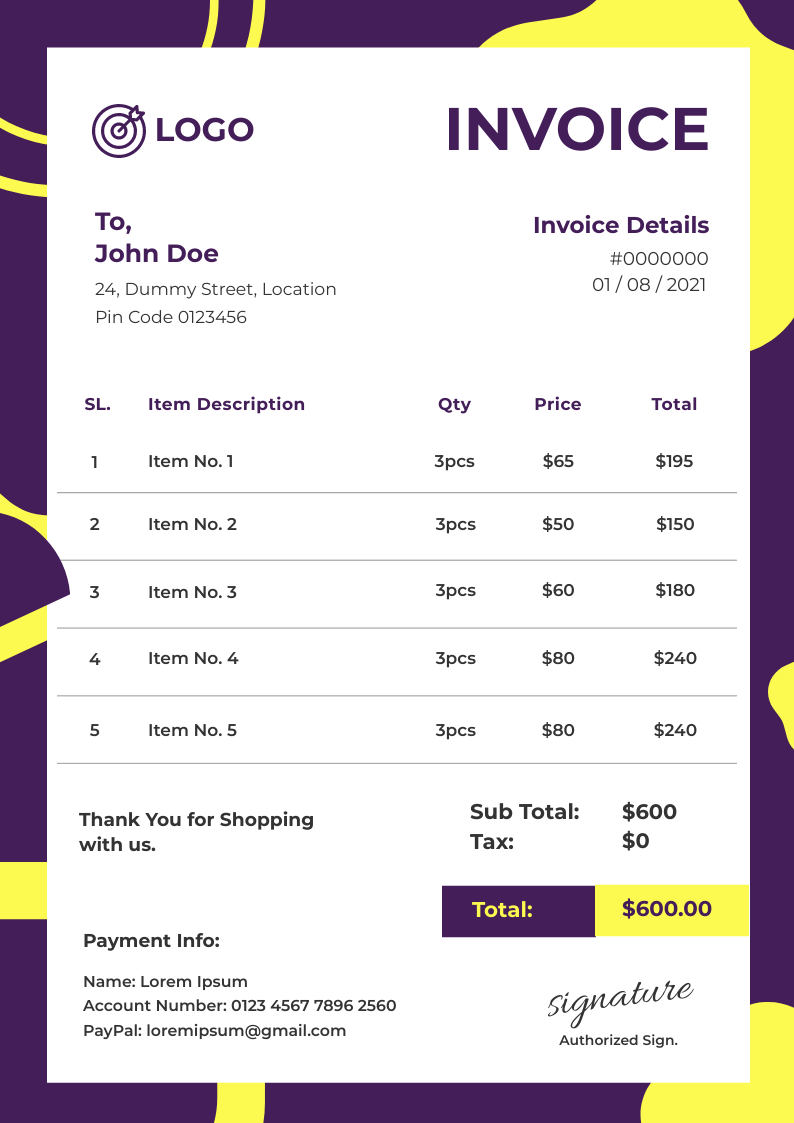 Creative Invoice Template in Invoice Inspiration by Preet Chovatiya