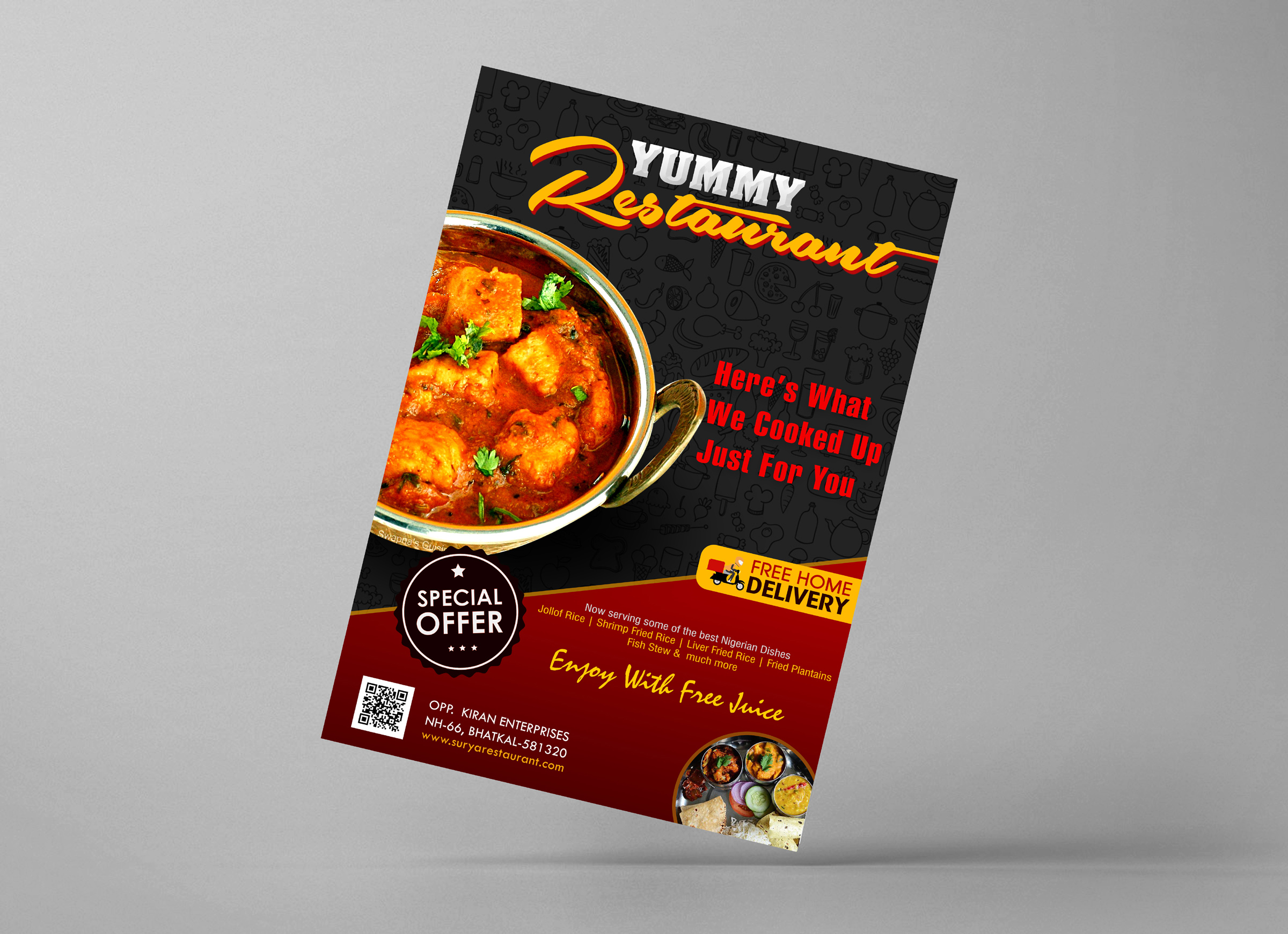 Yummy Restaurant - Leaflet by Vighnesh Acharya Yummy Restaurant - Leaflet in Leaflet Design Inspiration by Vighnesh Acharya