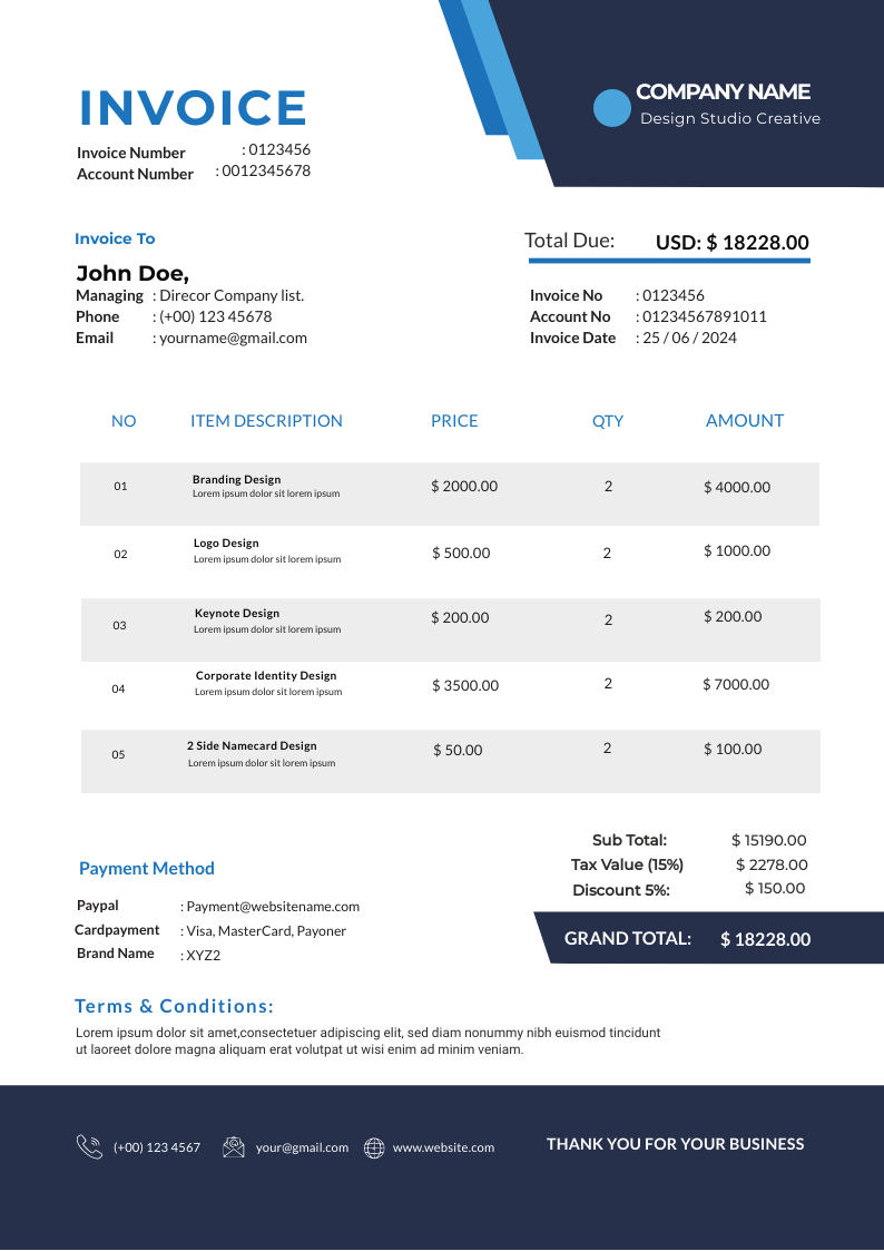 Professional Invoice Design in Invoice Inspiration by Avi Banerjee
