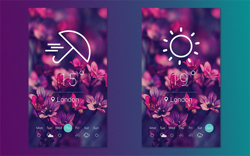 Weather App by Mango Graphics Weather App in Mobile Apps Design Inspiration by Mango Graphics