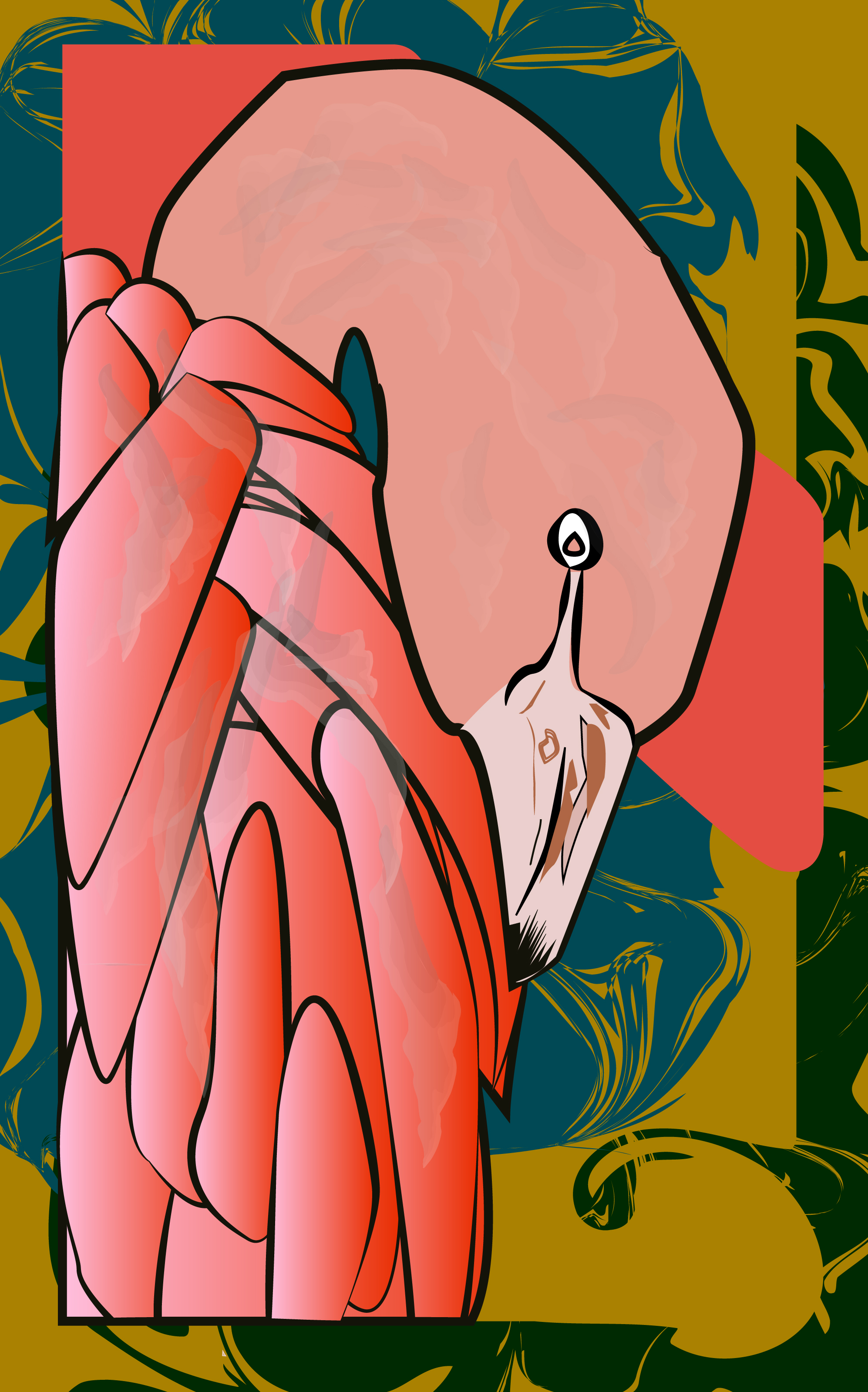 flamingo in Illustration and Graphics Inspiration by Zomorodaa