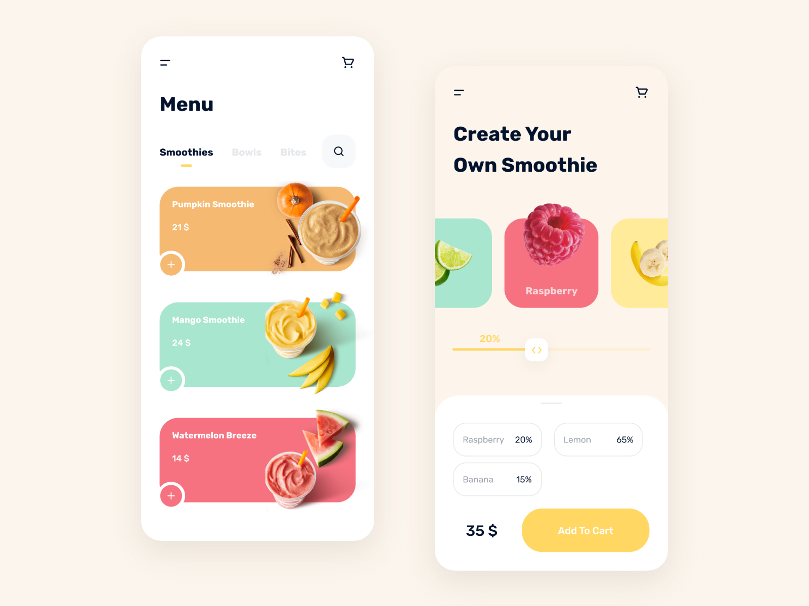 Smoothie App by Aidinelo Smoothie App in Mobile Apps Design Inspiration by Aidinelo