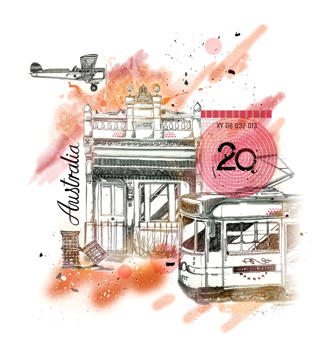 Illustration of Melbourne by Simon Simo Illustration of Melbourne in Advertisement Design Inspiration by Simon Simo