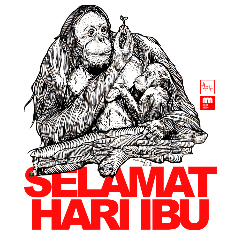 orangutan with her infant in Illustration and Graphics Inspiration by imam.9.arifin