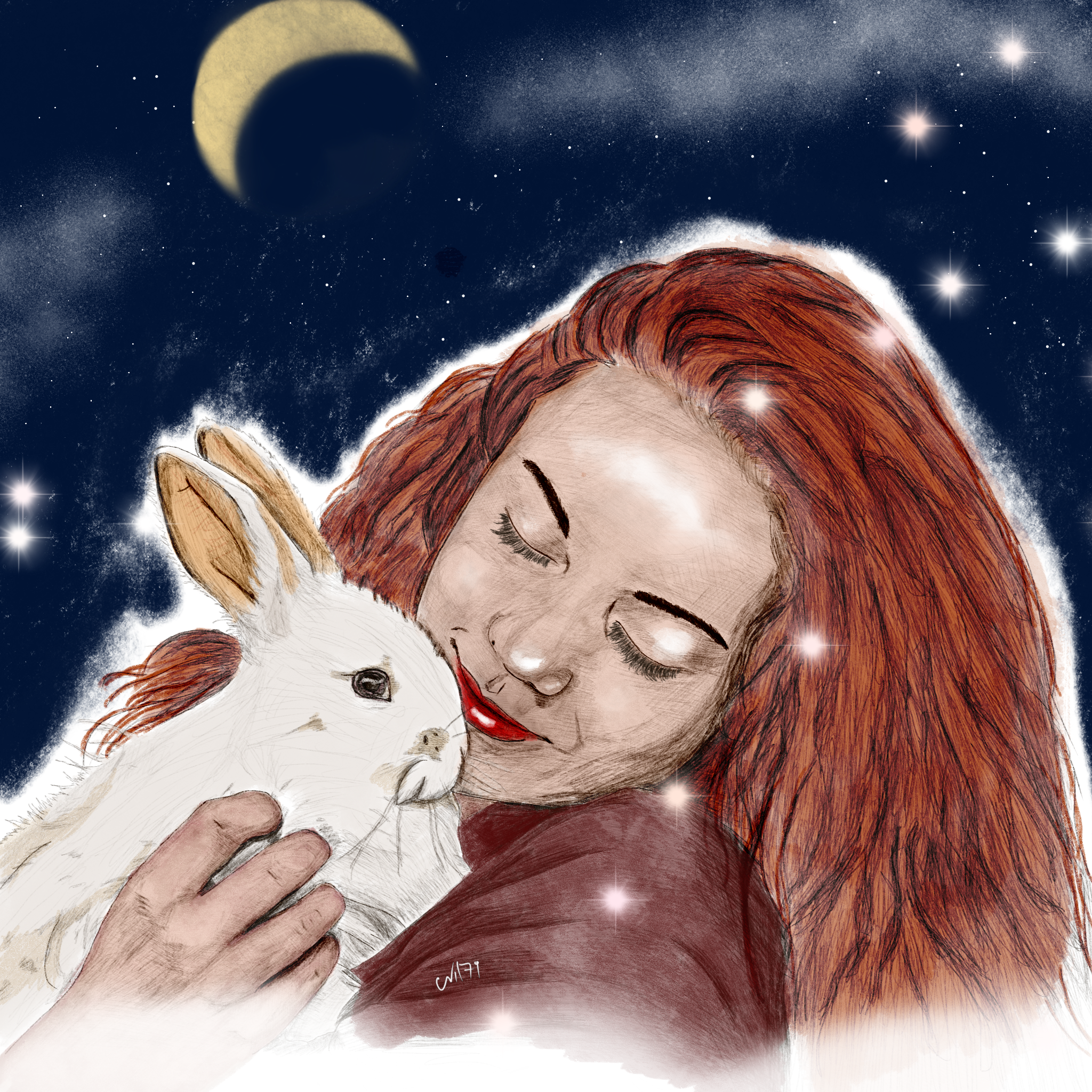 Moon and the Rabbit by Nil79 Art Moon and the Rabbit in Digital Painting Inspiration by Nil79 Art