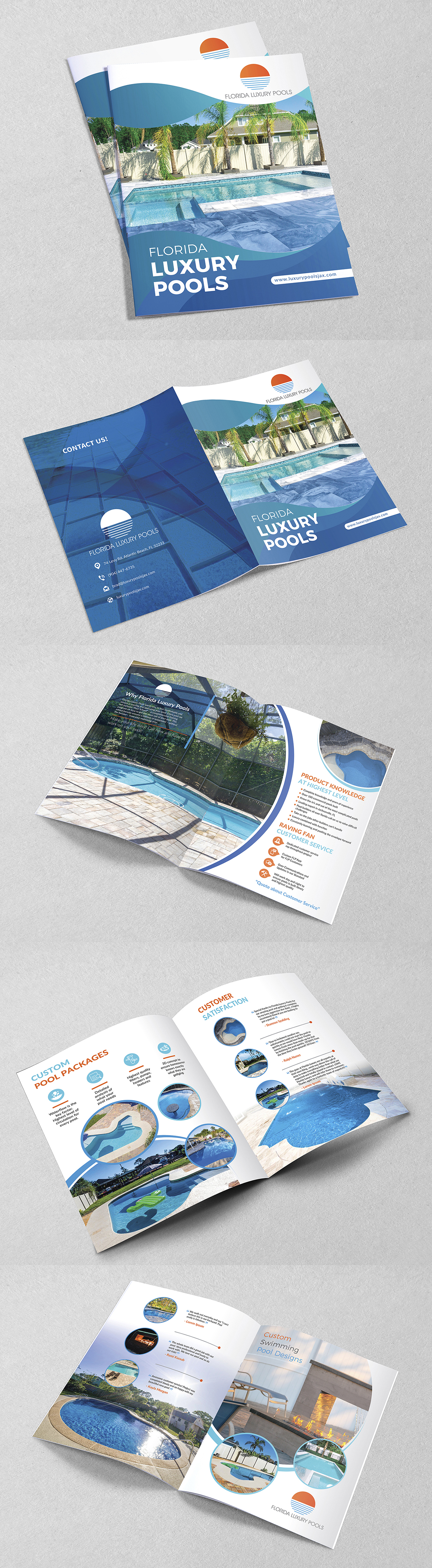 Bi-Fold Brochure Design for Pool Industry in Brochure Design Inspiration by Nexus Studio